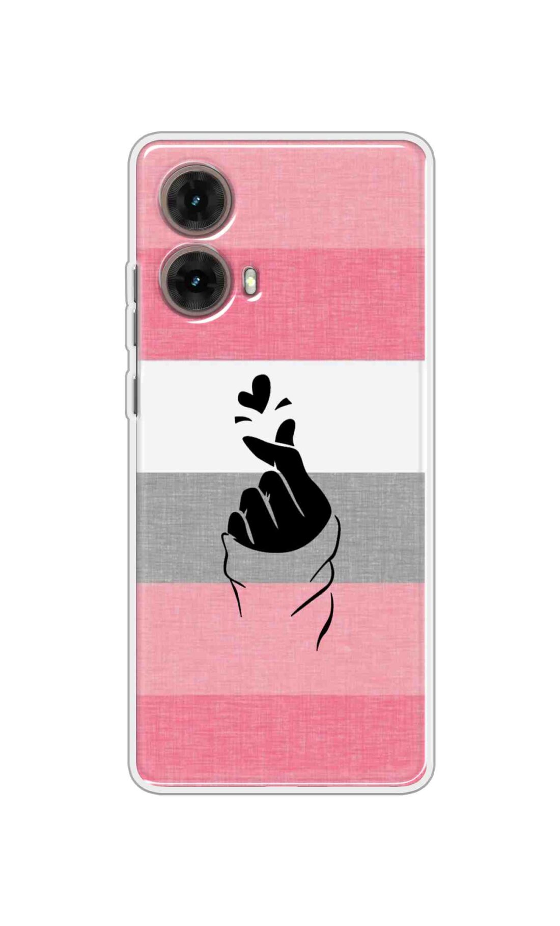Coberta Back Cover For Motorola Moto Moto G85 Back Cover Stylish Case - Straight Pink and Grey Korean Heart Design D14911
