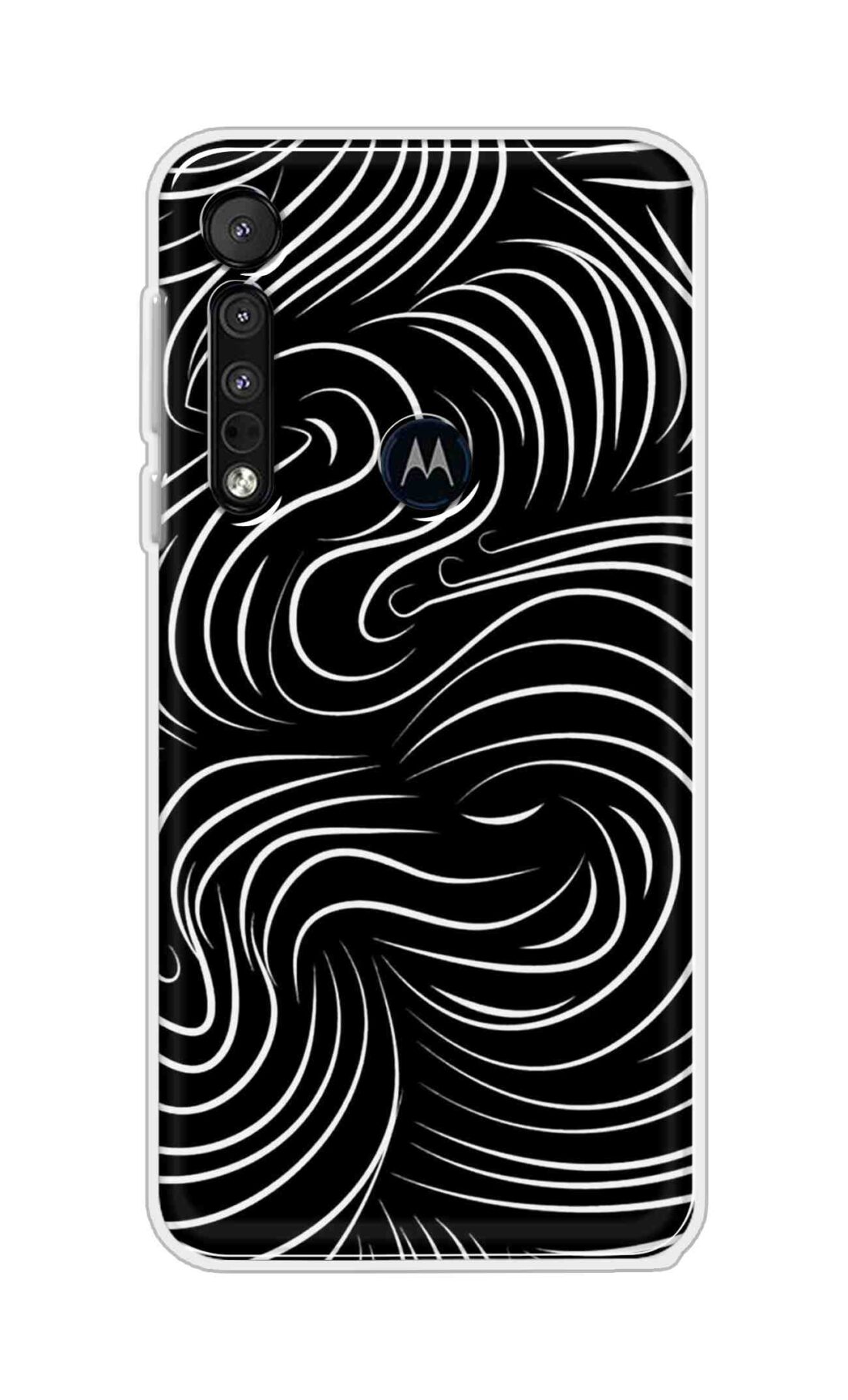 Coberta Back Cover For Motorola Moto One Macro Back Cover Stylish Case - White Curves Design D16552