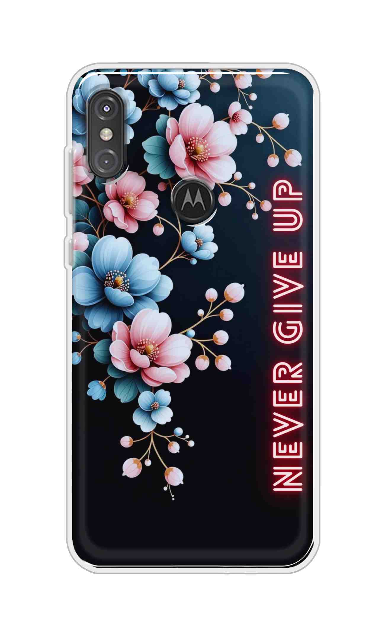 Coberta Back Cover For Motorola Moto One Power Back Cover Stylish Case - Never Give Up with Flowers Design D16500