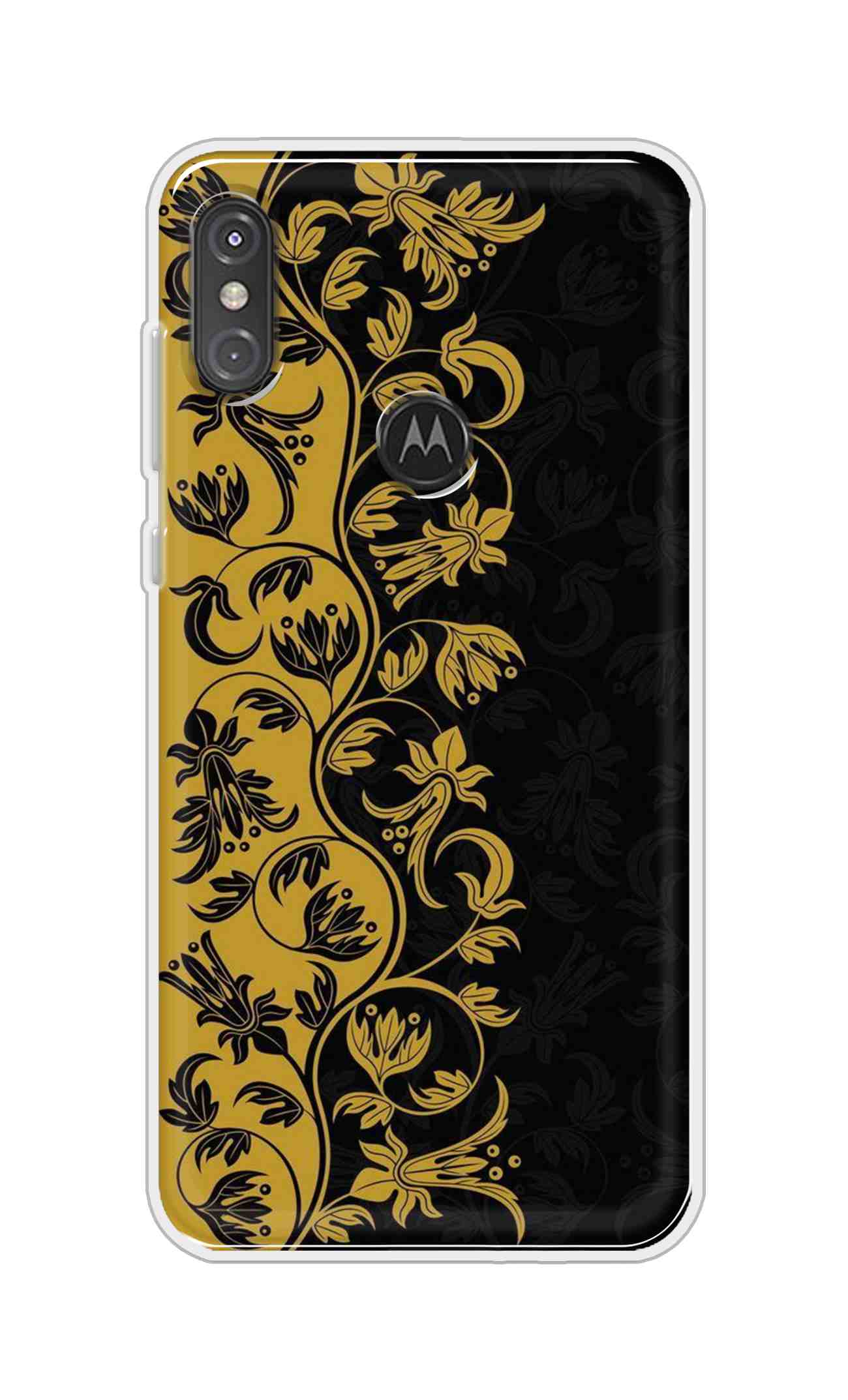 Coberta Back Cover For Motorola Moto One Power Back Cover Stylish Case - Black and Yellow Leaves Design D16518