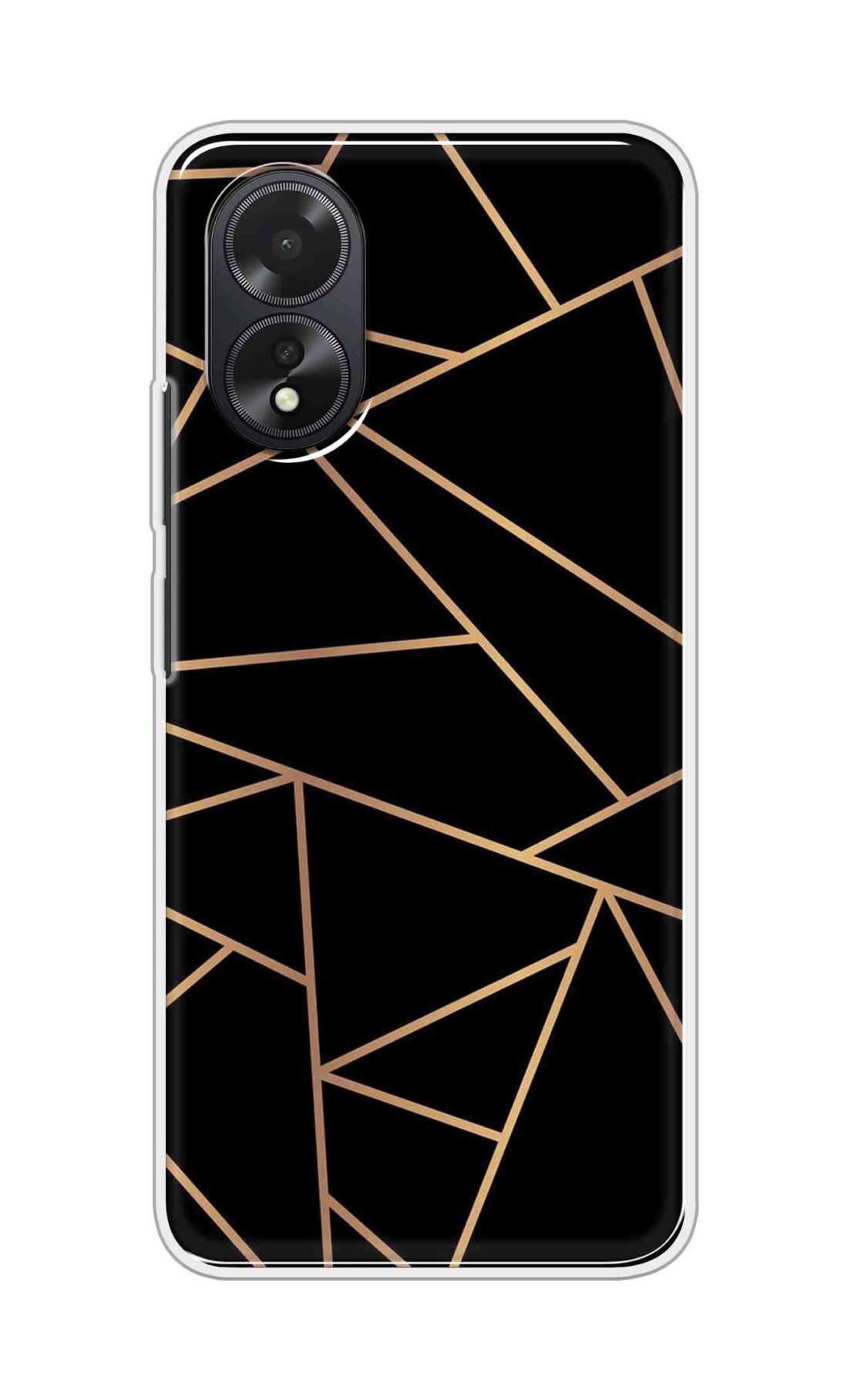 Coberta Back Cover For Oppo A18 Back Cover Stylish Case - Golden Zig Zag Pattern in Black Design D16519