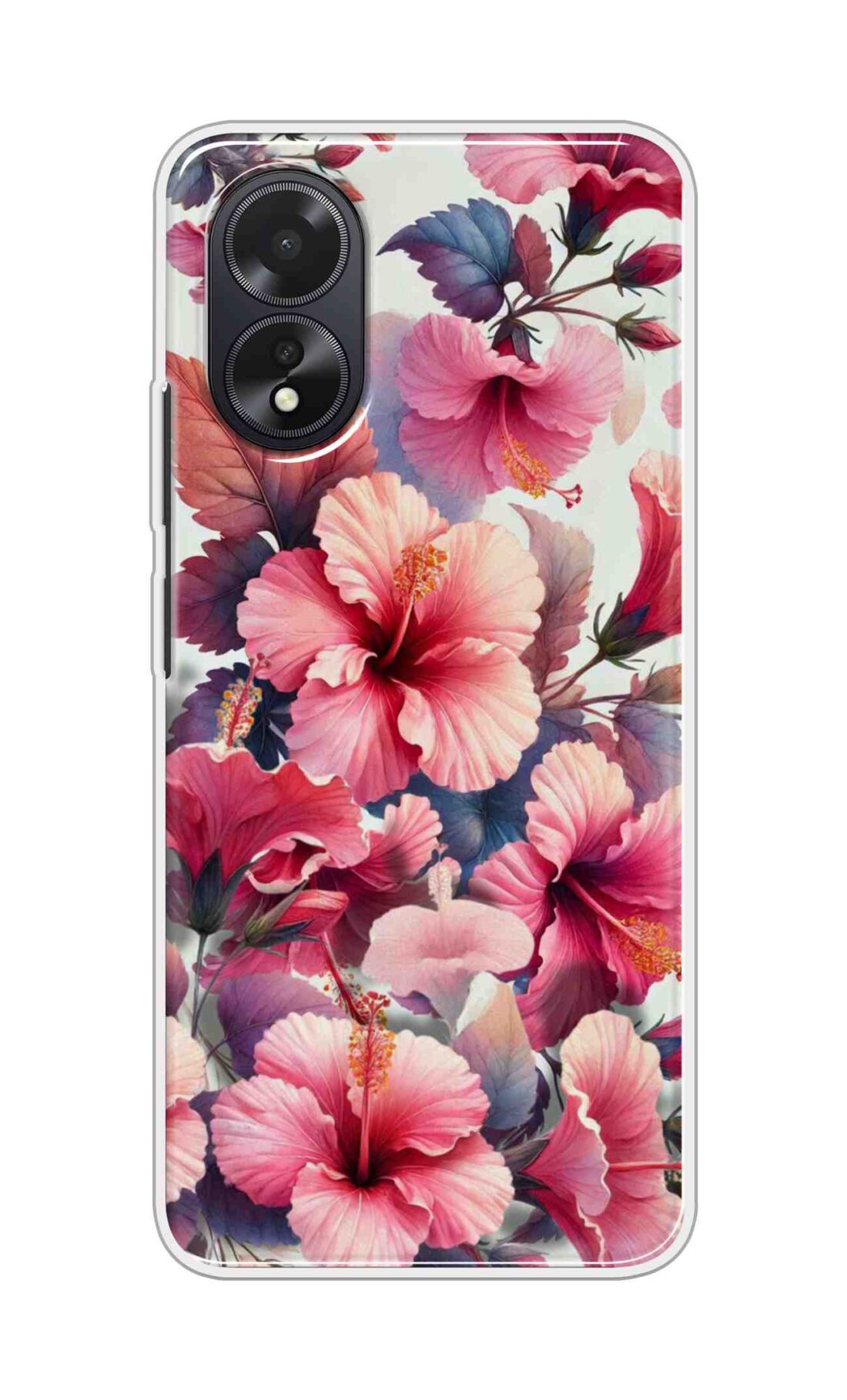 Coberta Back Cover For Oppo A18 Back Cover Stylish Case - Pink Leaves and Flowers Design D16525