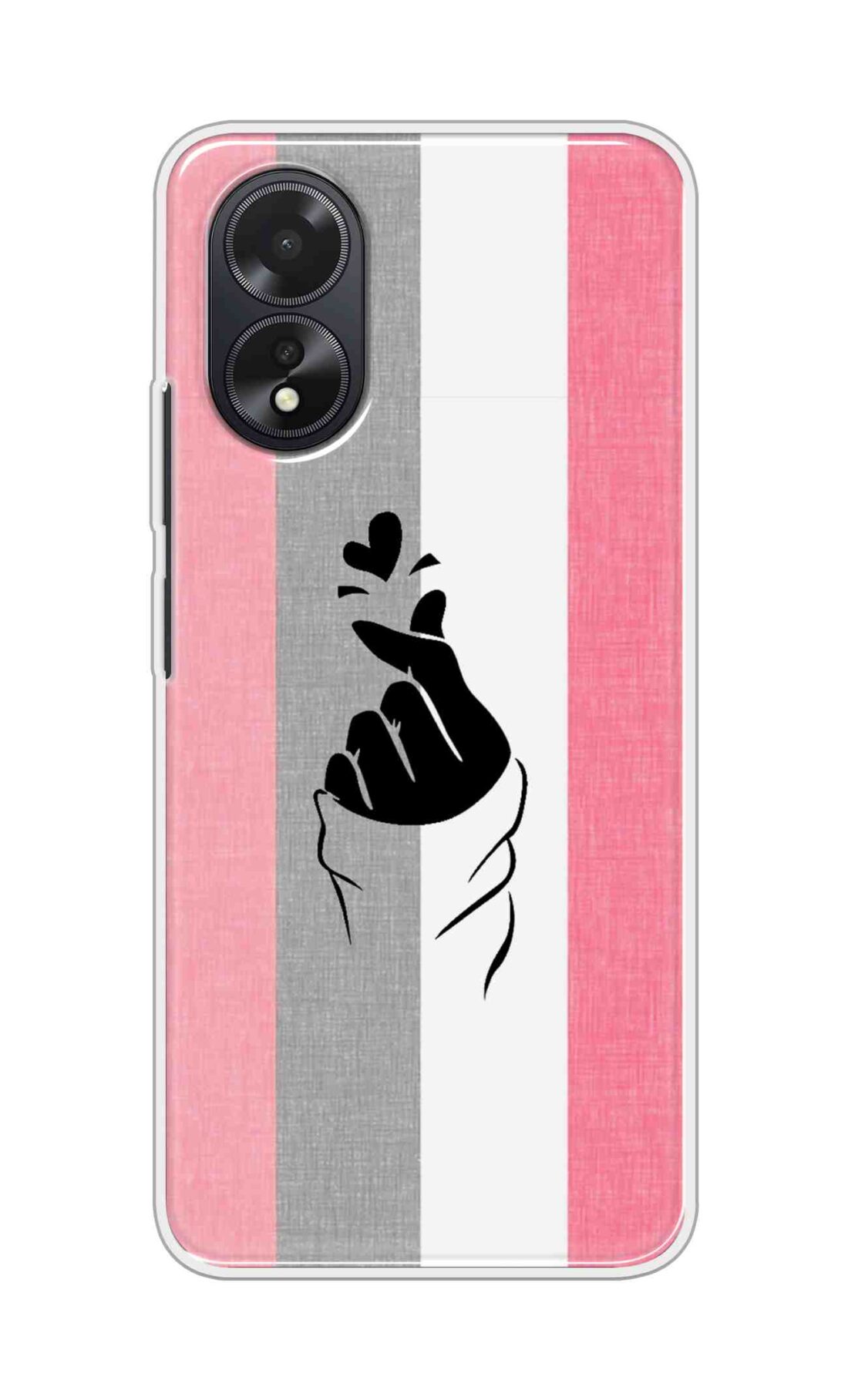 Coberta Back Cover For Oppo A38 Back Cover Stylish Case - Pink and Grey Korean Heart Design D11894