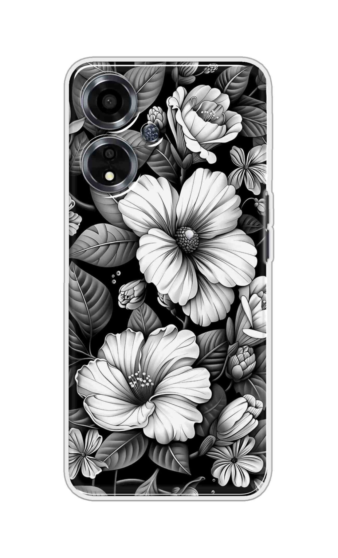 Coberta Back Cover For Oppo A59 5G Back Cover Stylish Case - Black and White Flowers Design D16591