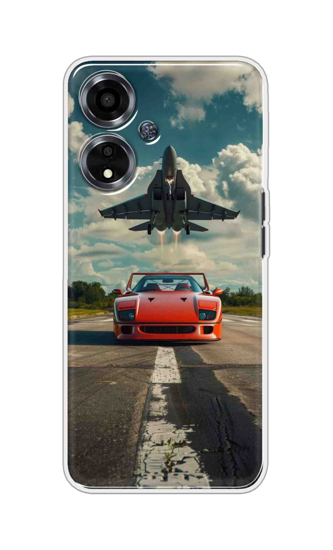 Coberta Back Cover For Oppo A59 5G Back Cover Stylish Case - Red Car with Aeroplane Design D16596