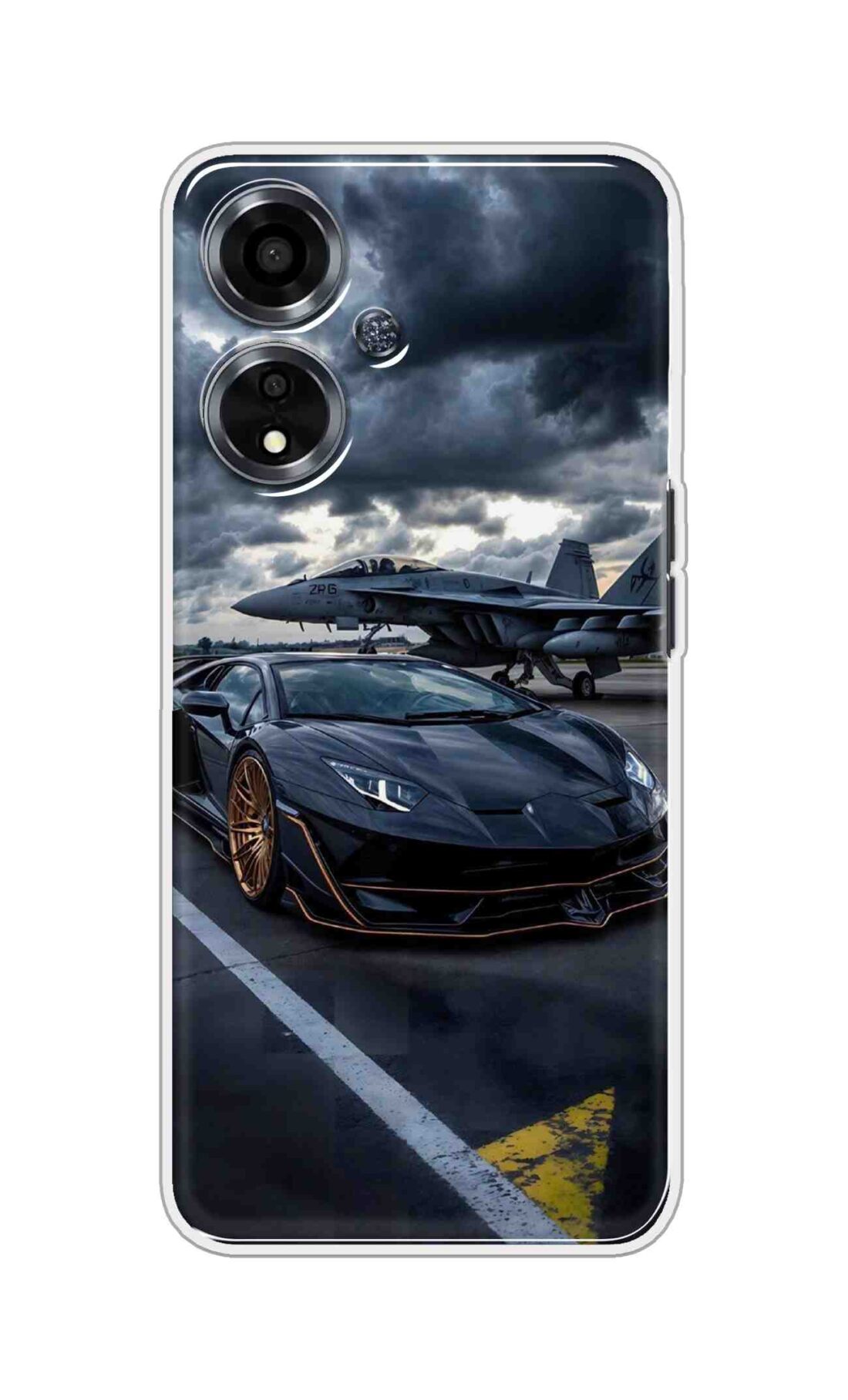 Coberta Back Cover For Oppo A59 5G Back Cover Stylish Case - Black Car with Aeroplane Design D16616