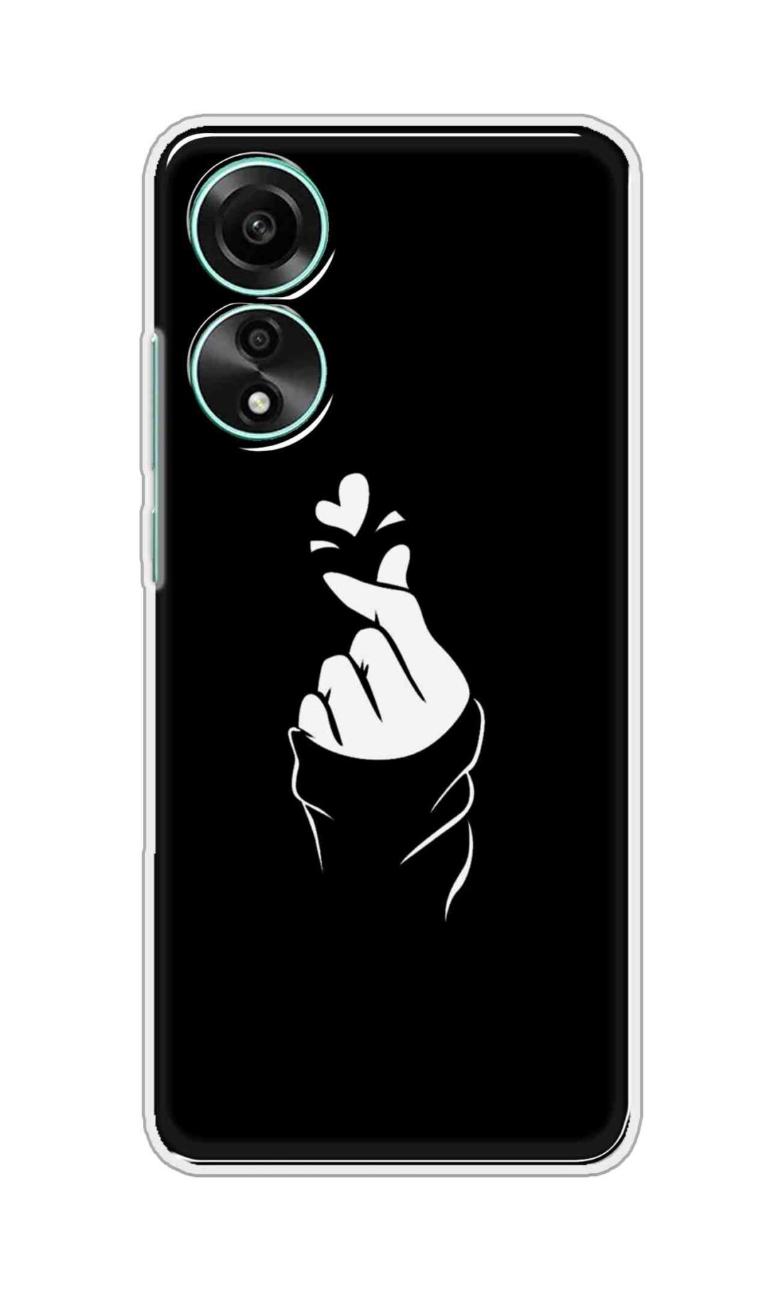 Coberta Back Cover For Oppo A78 4G Back Cover Stylish Case - Black Korean Heart Design D11802