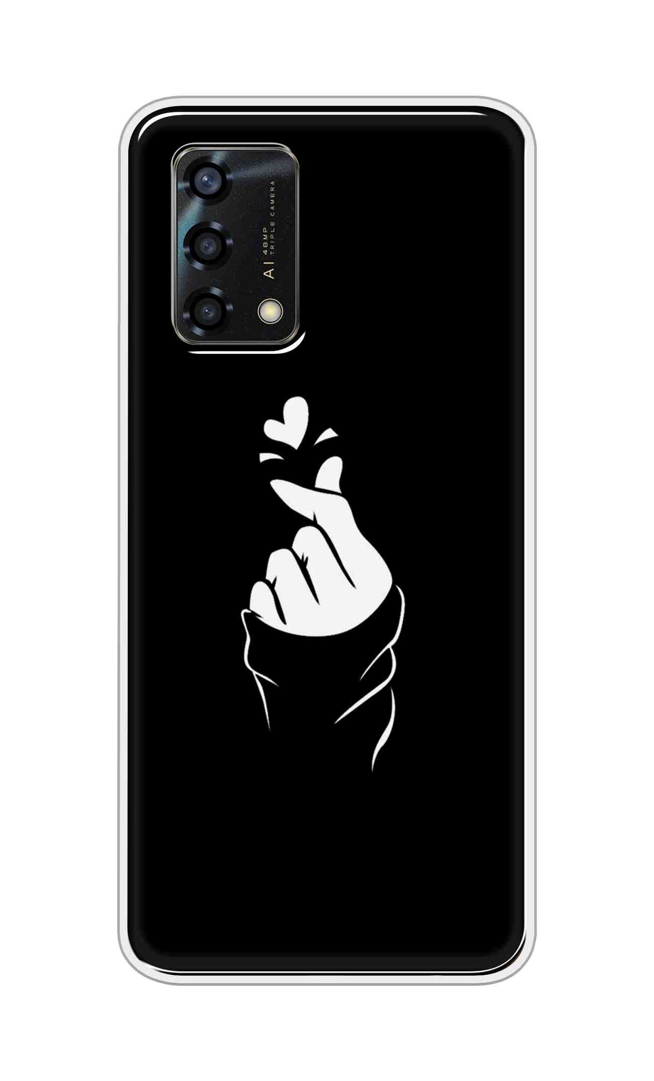 Coberta Back Cover For Oppo F19s Back Cover Stylish Case - Black Korean Heart Design D11802