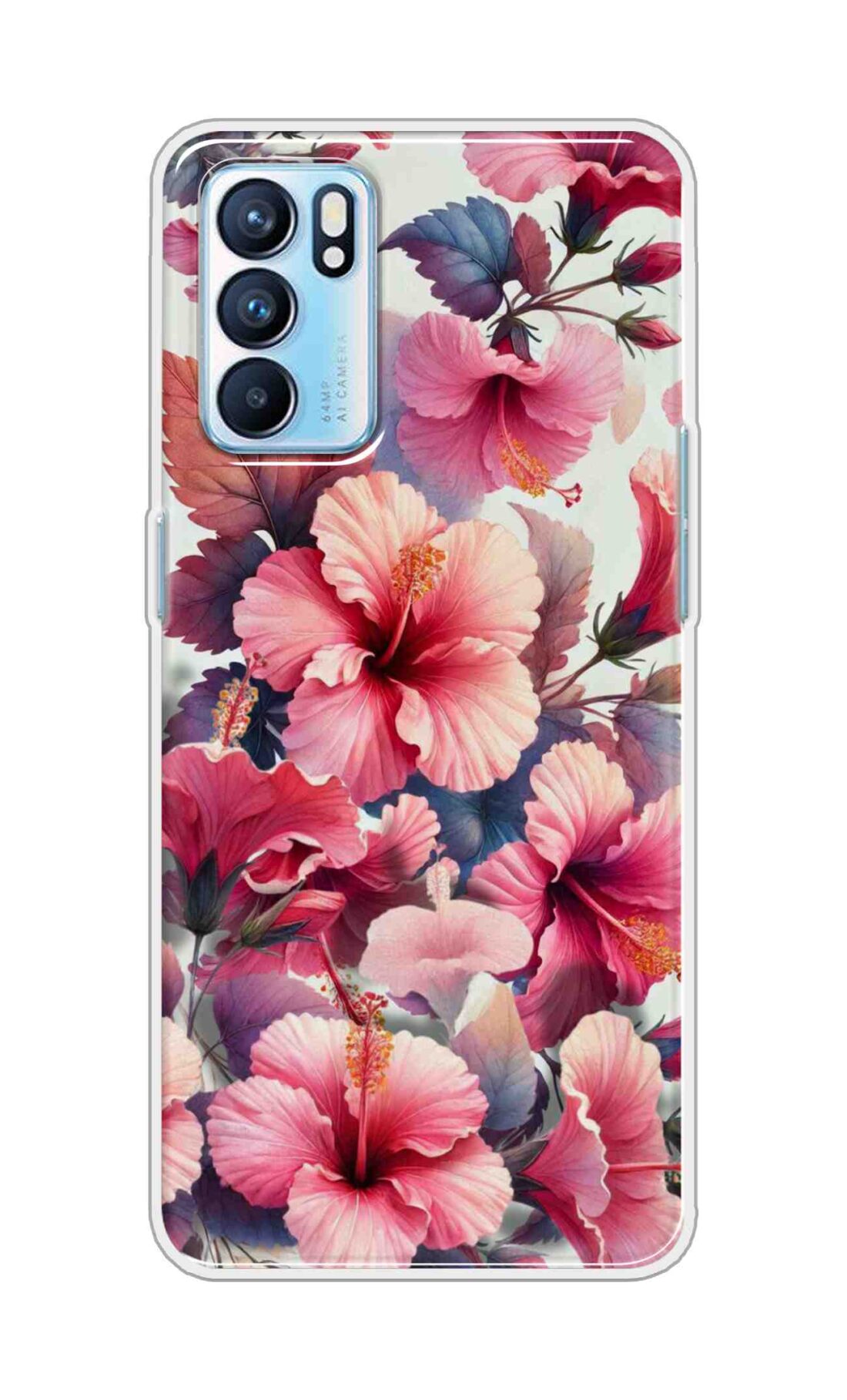Coberta Back Cover For Oppo Reno6 5G Back Cover Stylish Case - Pink Leaves and Flowers Design D16525