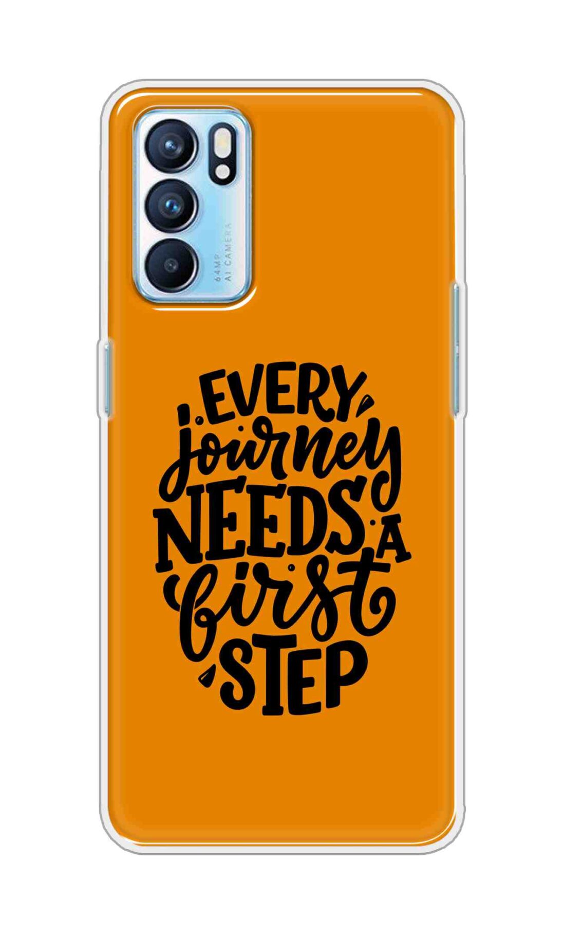 Coberta Back Cover For OPPO Reno6 5G Back Cover Stylish Case - Every Journey Needs a First Step in Orange Design D16503
