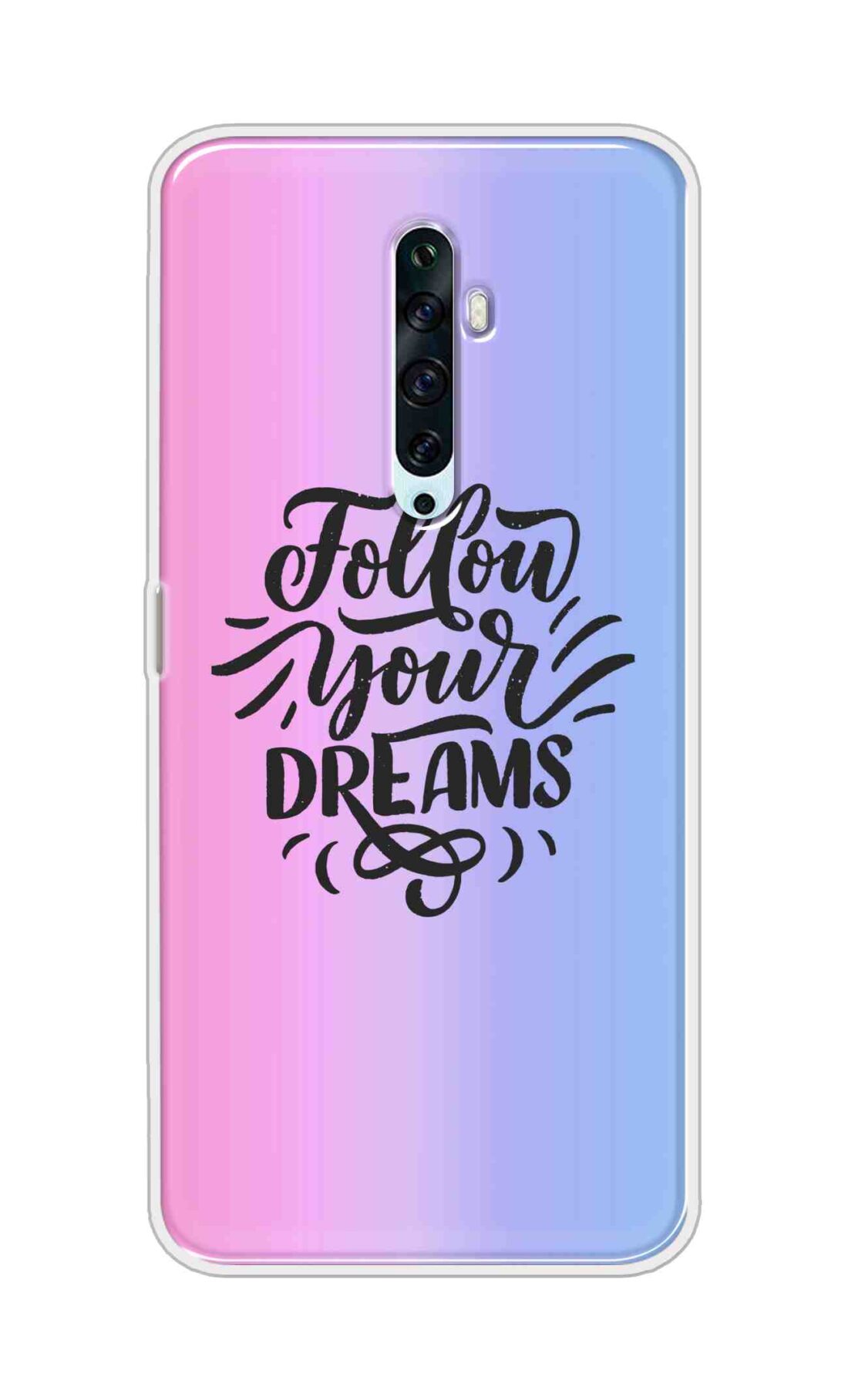 Coberta Back Cover For Oppo Reno 2F Back Cover Stylish Case - Follow Your Dreams In Pink And Blue Design D16501