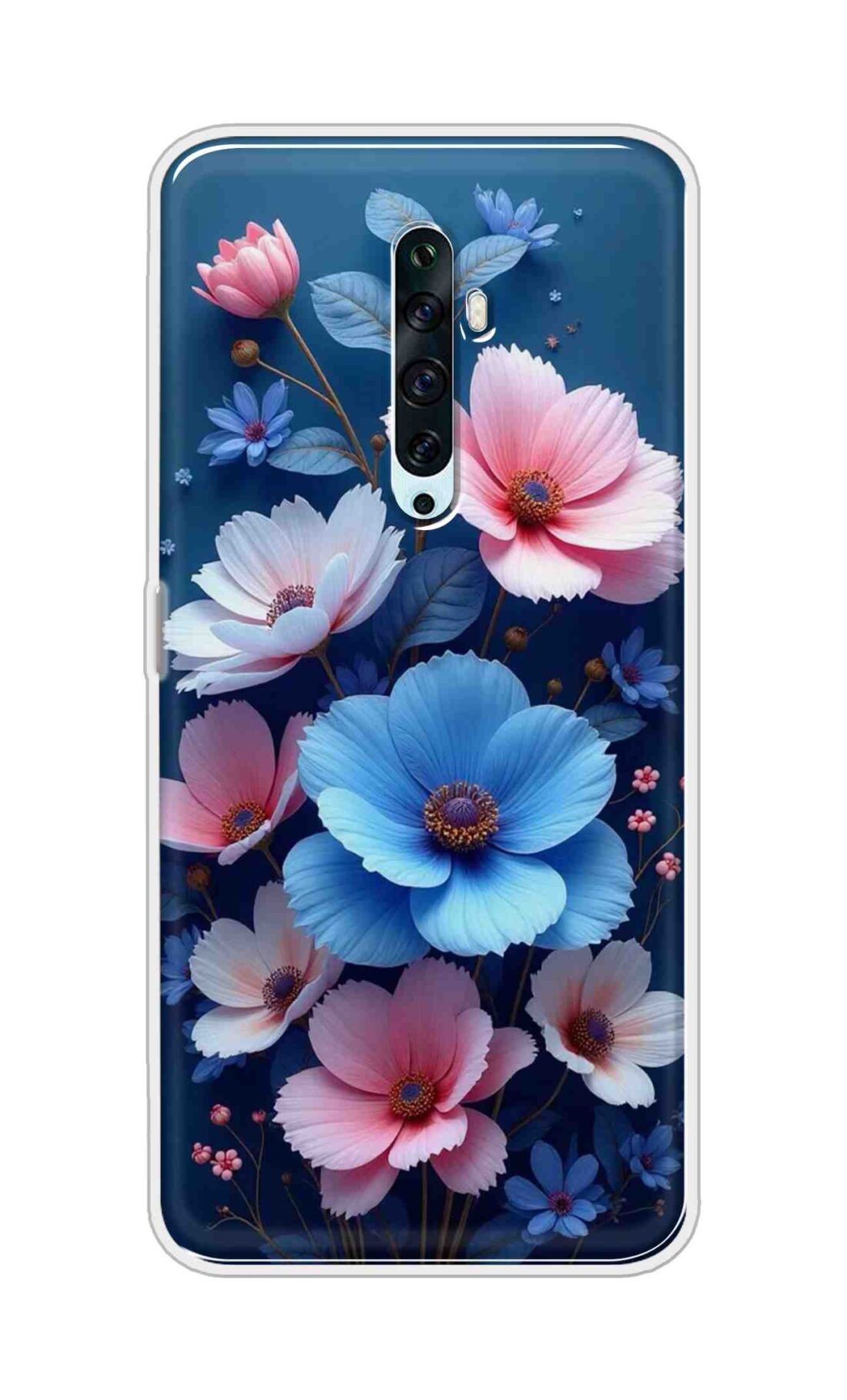 Coberta Back Cover For Oppo Reno 2F Back Cover Stylish Case - Blue and Pink Flowers Design D16512