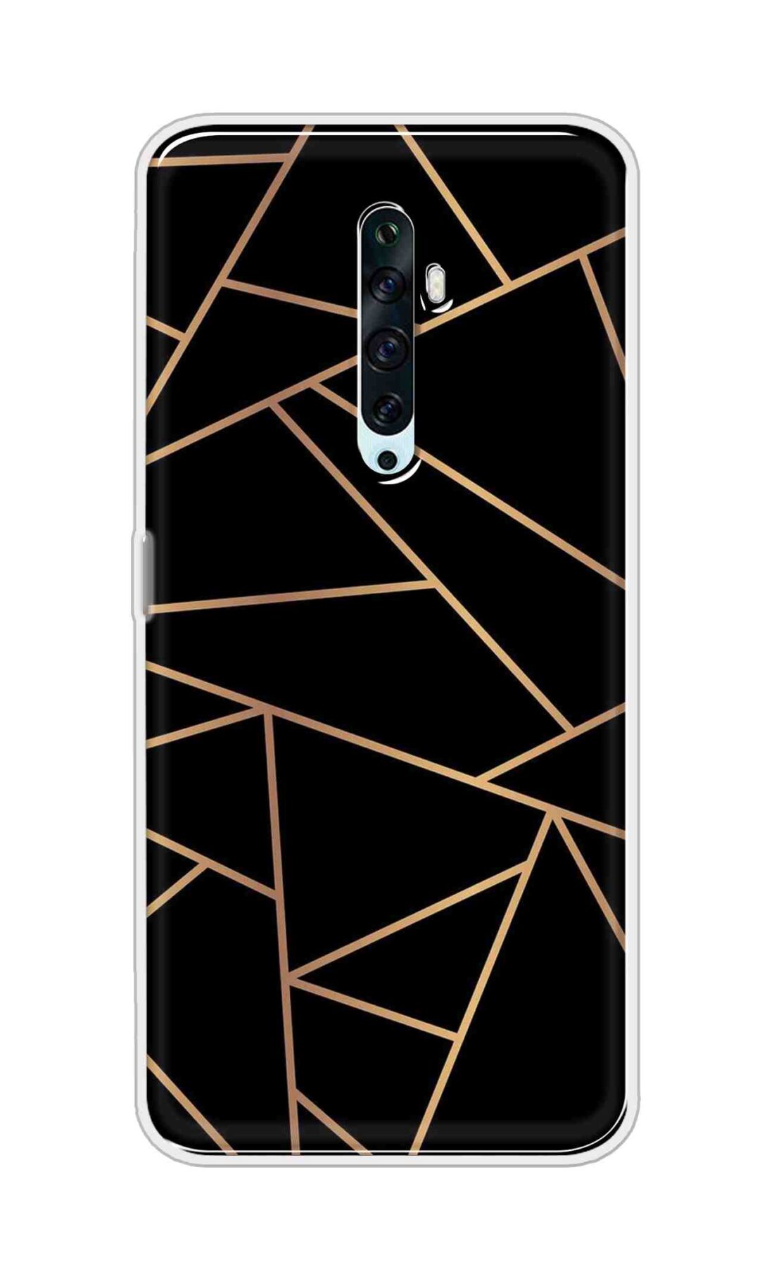 Coberta Back Cover For Oppo Reno 2F Back Cover Stylish Case - Golden Zig Zag Pattern in Black Design D16519