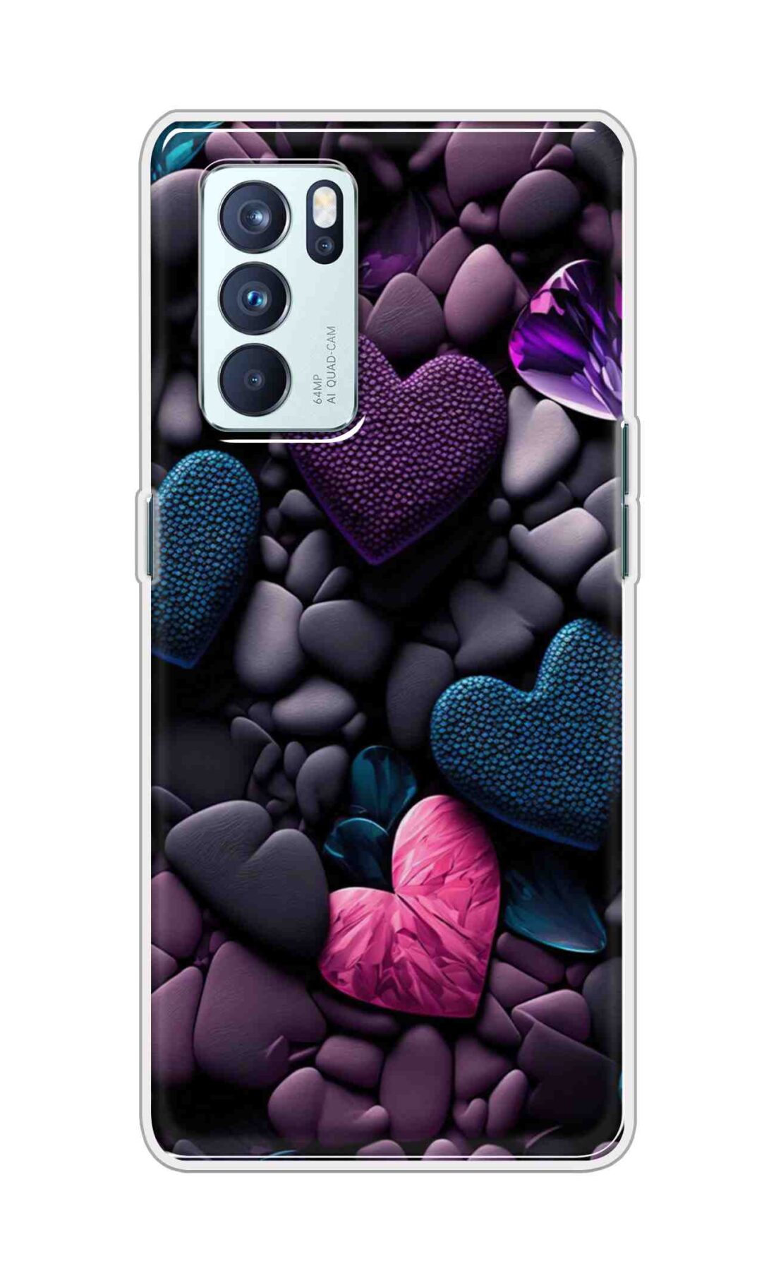 Coberta Back Cover For Oppo Reno 6 Pro 5G Back Cover Stylish Case - Purple Hearts Design D16005