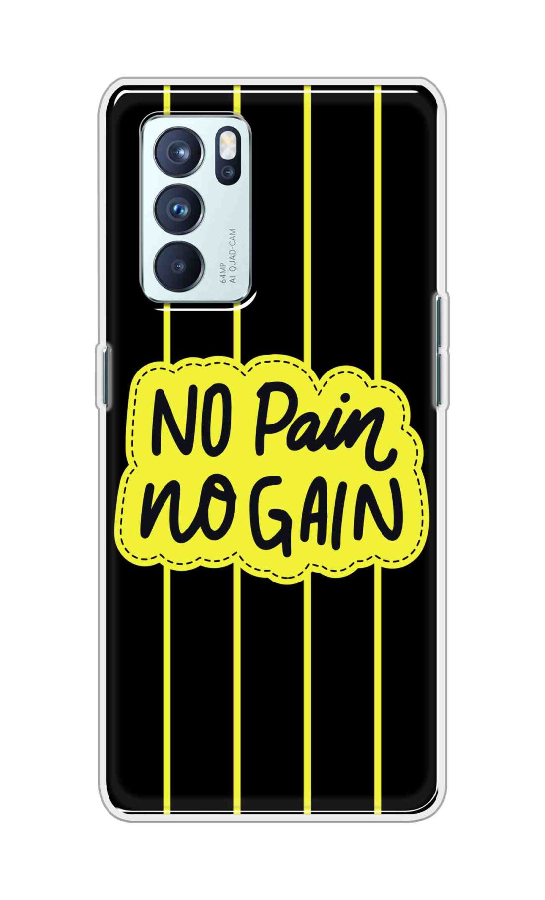 Coberta Back Cover For Oppo Reno 6 Pro 5G Back Cover Stylish Case - No Pain No Gain in Yellow Design D16508