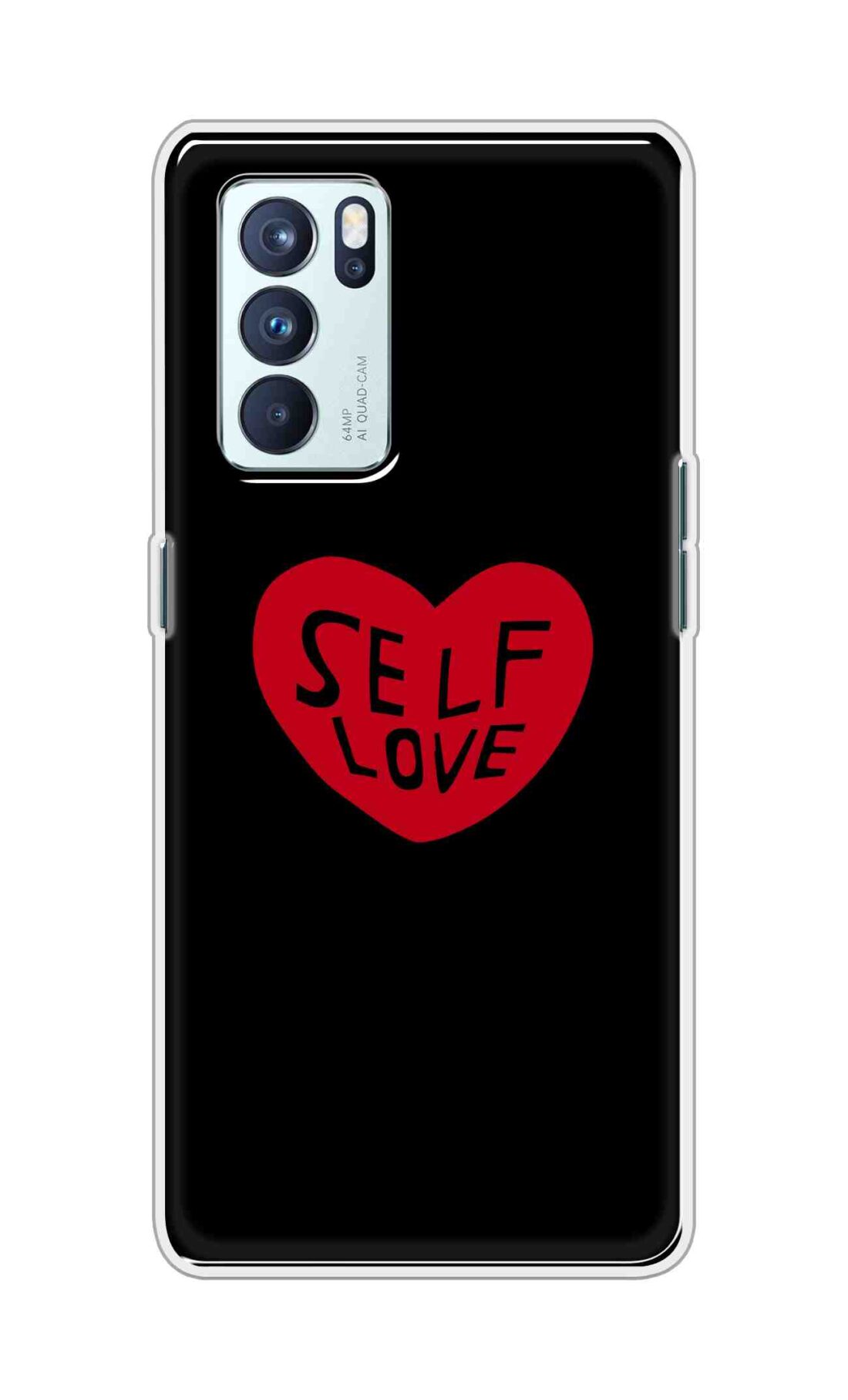 Coberta Back Cover For Oppo Reno 6 Pro 5G Back Cover Stylish Case - Self Love Heart in Black Design D16516