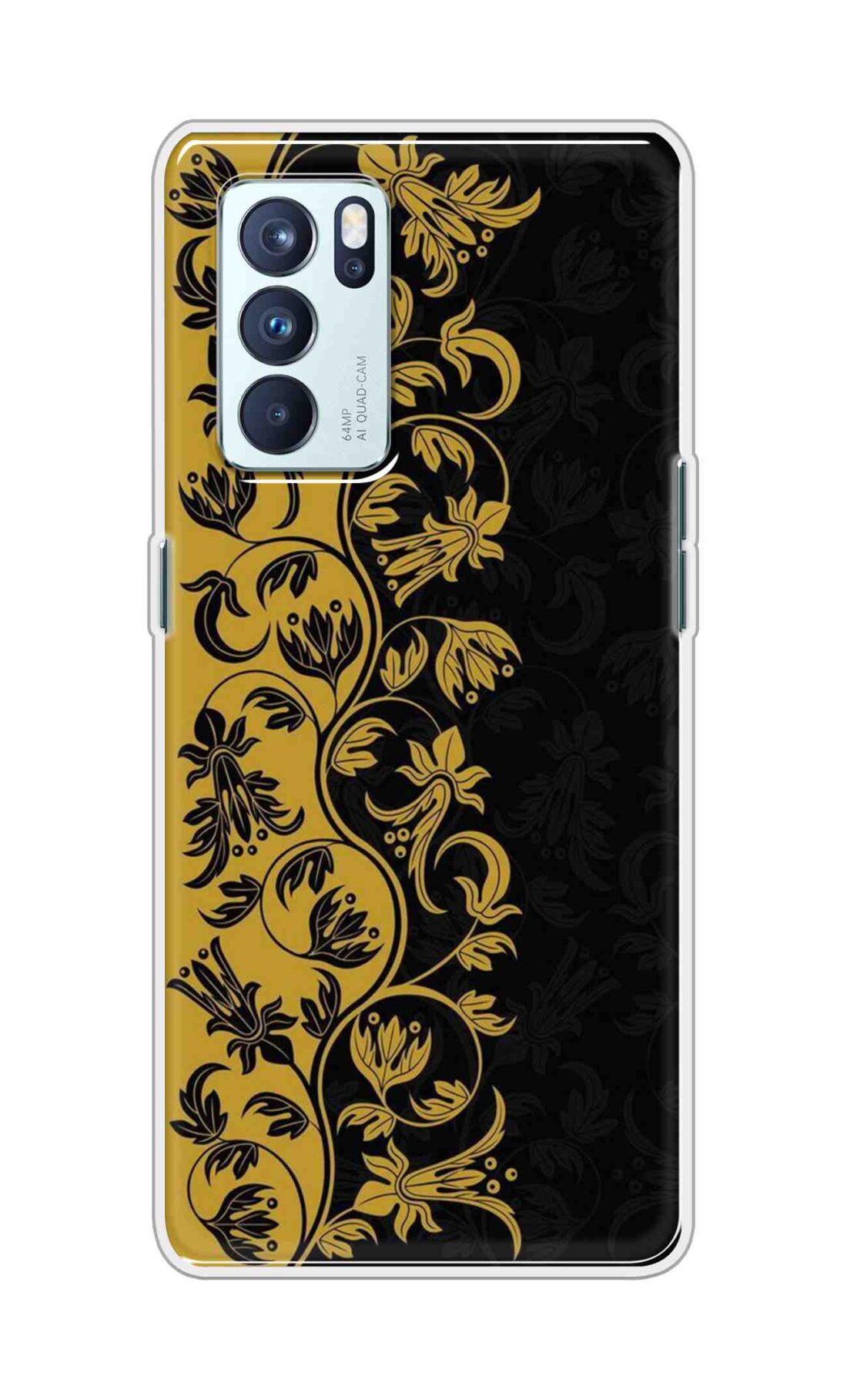 Coberta Back Cover For Oppo Reno 6 Pro 5G Back Cover Stylish Case - Black and Yellow Leaves Design D16518