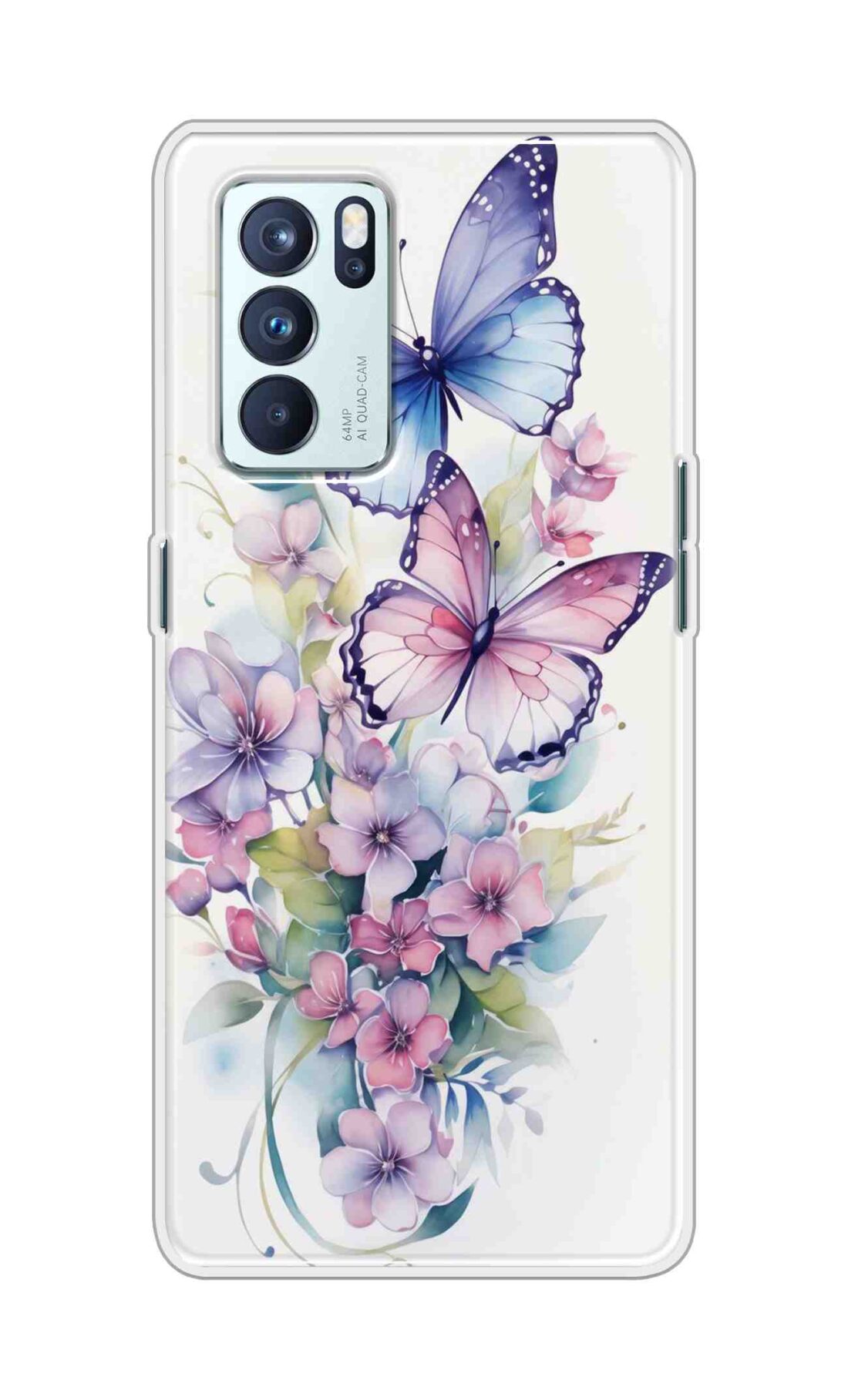 Coberta Back Cover For Oppo Reno 6 Pro 5G Back Cover Stylish Case - Butterfly with Flowers Design D16524