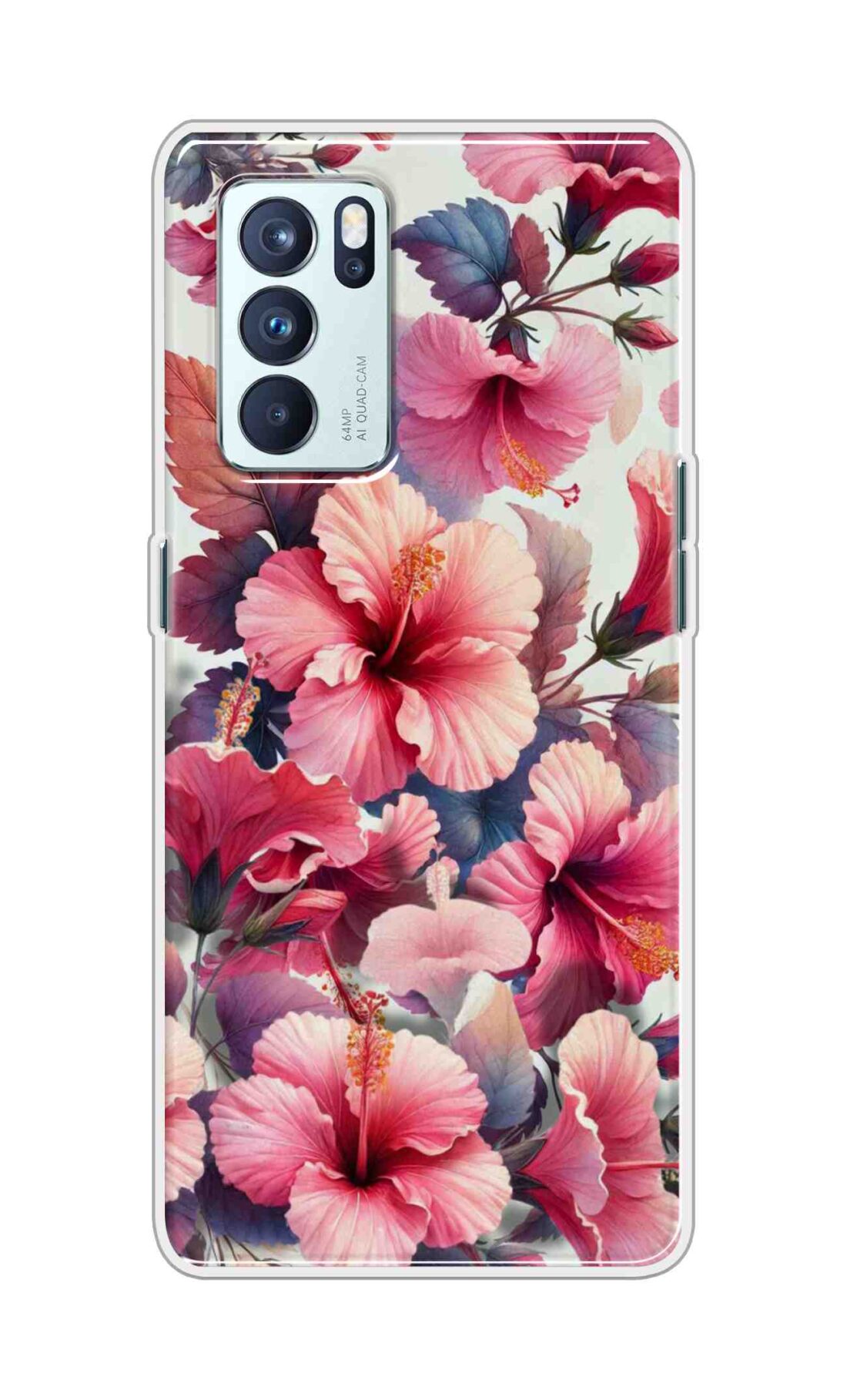 Coberta Back Cover For Oppo Reno 6 Pro 5G Back Cover Stylish Case - Pink Leaves and Flowers Design D16525