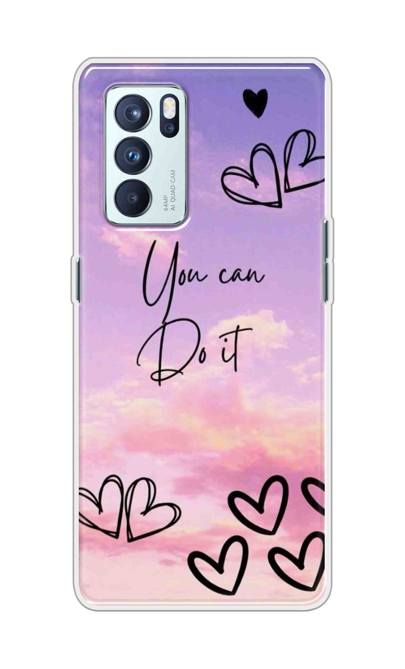 Coberta Back Cover For Oppo Reno 6 Pro 5G Back Cover Stylish Case - You Can Do It and Hearts Design D16539