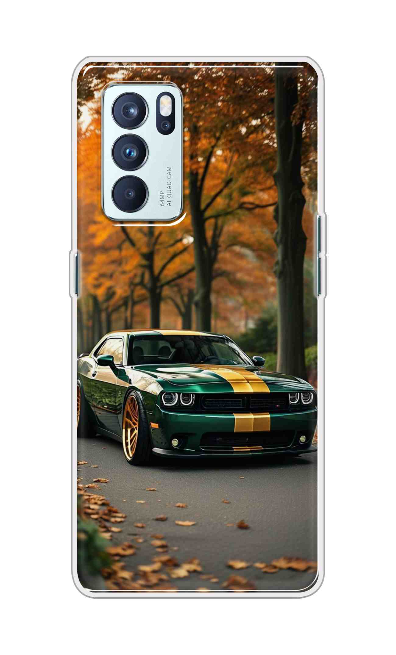 Coberta Back Cover For Oppo Reno 6 Pro 5G Back Cover Stylish Case - Golden Line in Green Design D16546