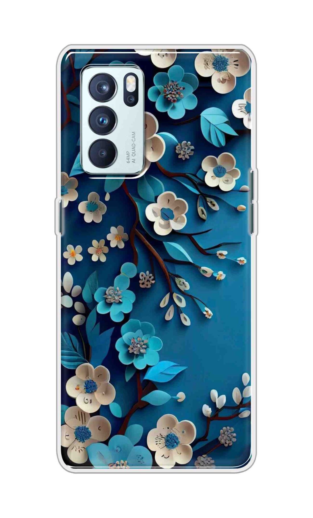 Coberta Back Cover For Oppo Reno 6 Pro 5G Back Cover Stylish Case - Blue and White Flowers Design D16551