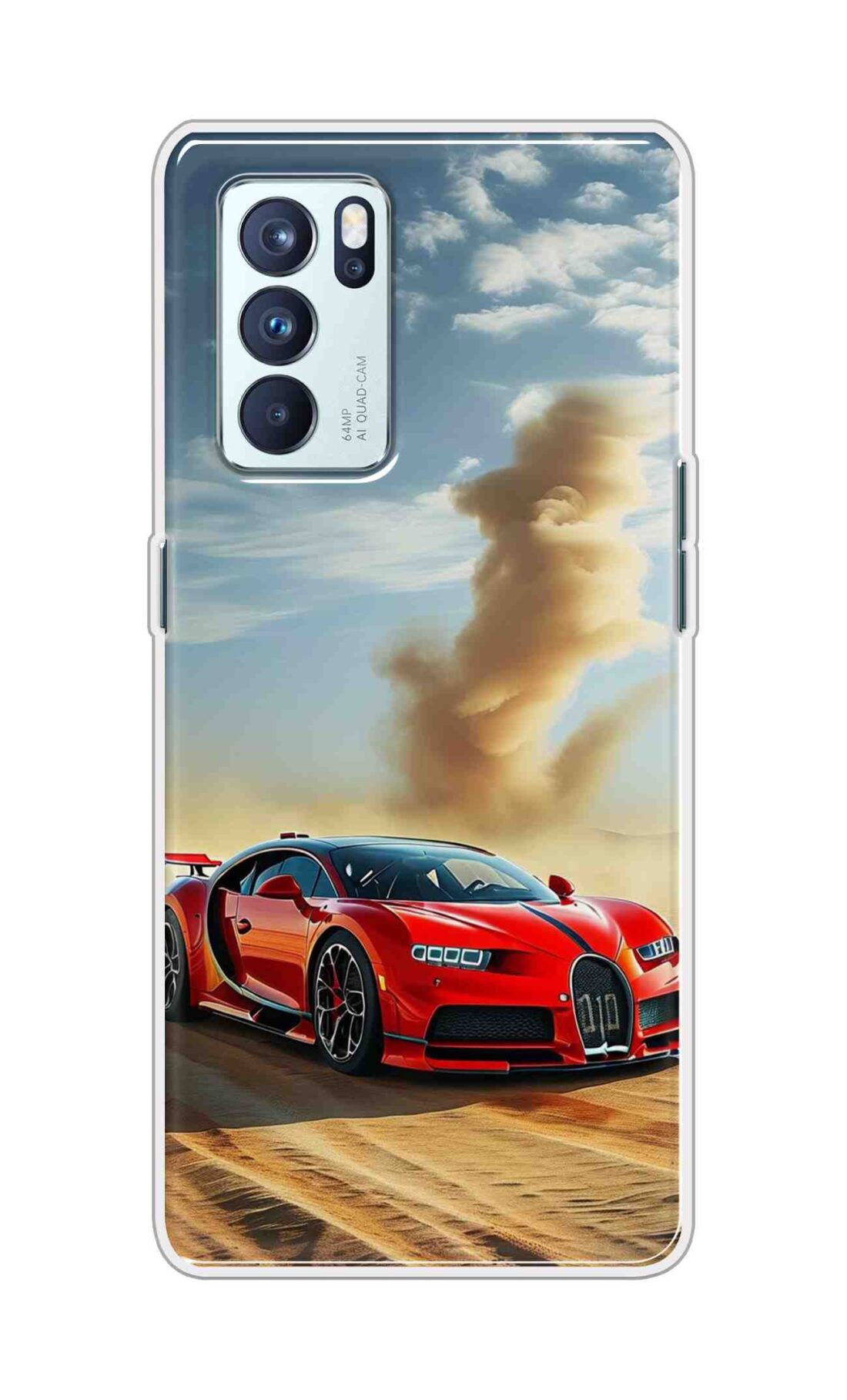 Coberta Back Cover For Oppo Reno 6 Pro 5G Back Cover Stylish Case - Red Modified Car on Sand Design D16634