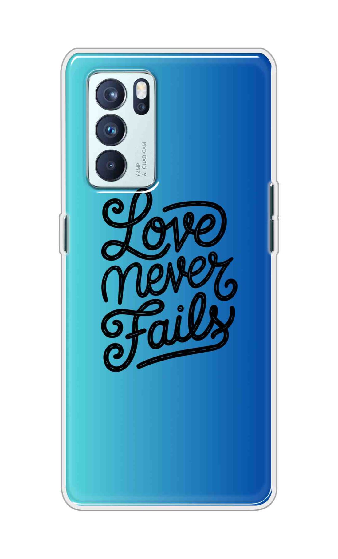 Coberta Back Cover For Oppo Reno 6 Pro 5G Back Cover Stylish Case - Love Never Fails in Blue Design D16643