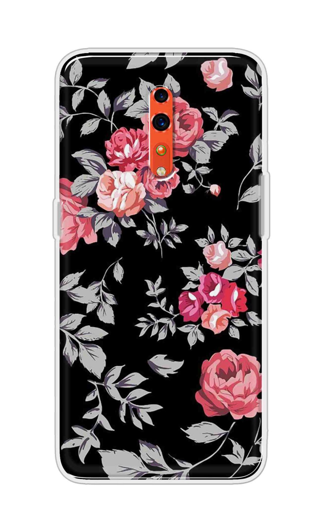 Coberta Back Cover For Oppo Reno Z Back Cover Stylish Case - Pink Flowers and Grey Leaves Design D11556