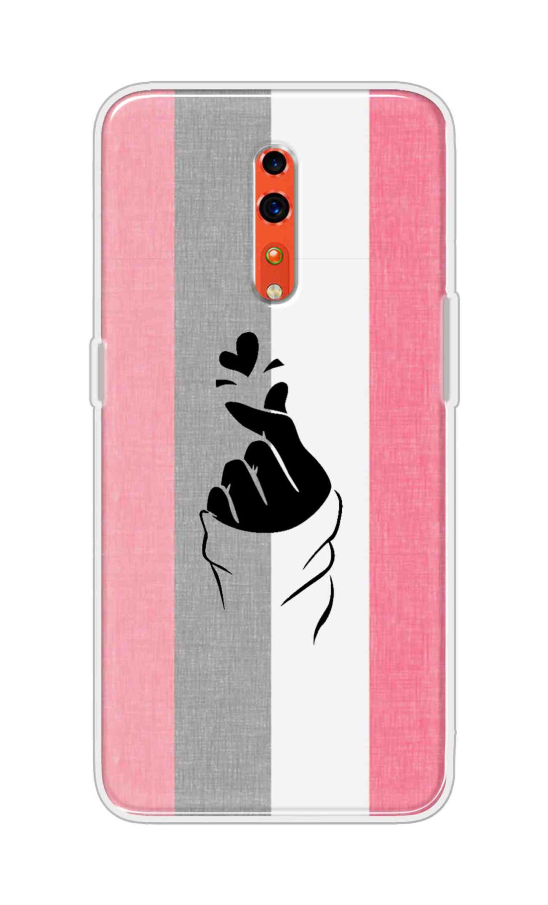 Coberta Back Cover For Oppo Reno Z Back Cover Stylish Case - Pink and Grey Korean Heart Design D11894