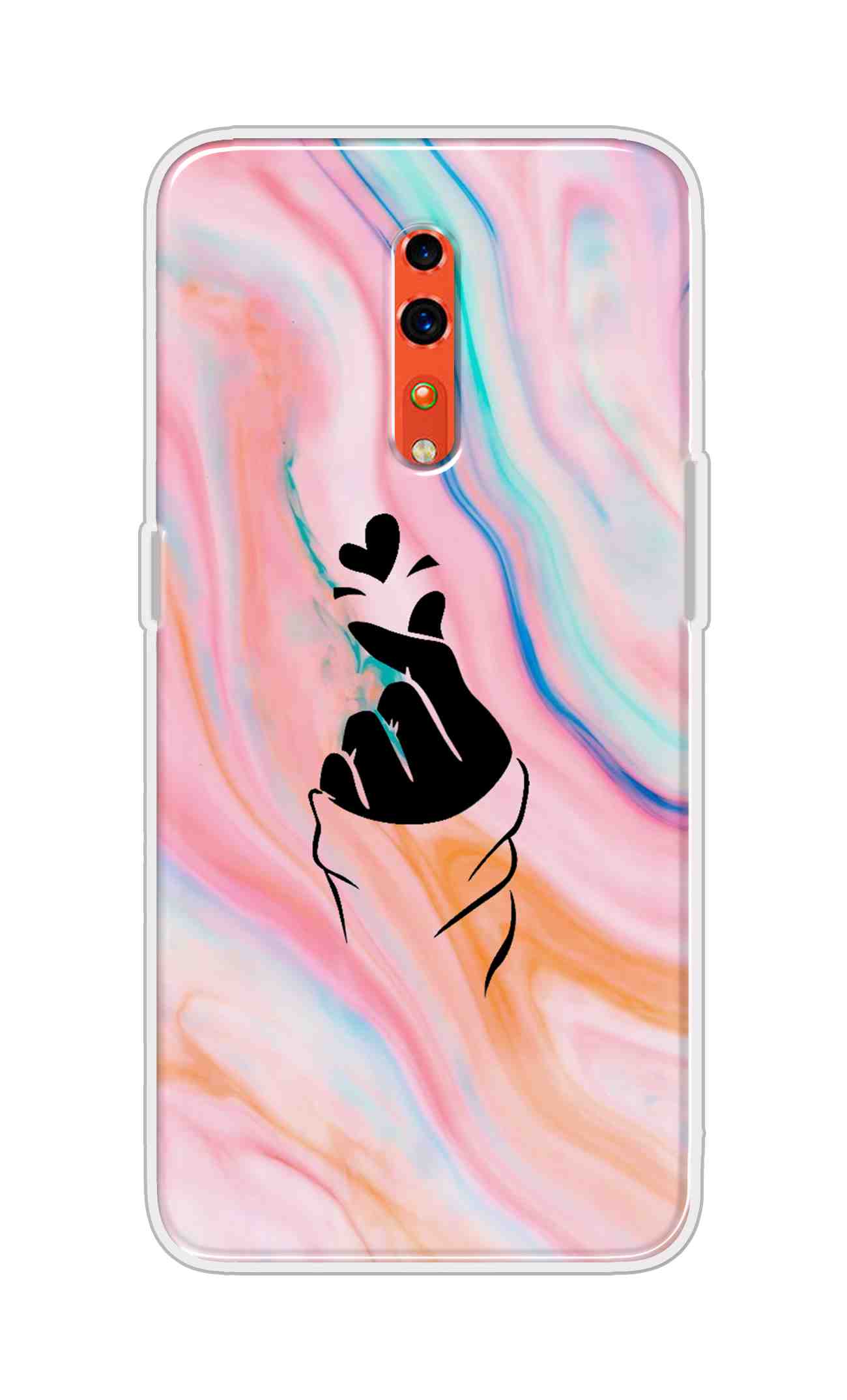 Coberta Back Cover For Oppo Reno Z Back Cover Stylish Case - Korean Heart on Pink Multicolour Design D11896
