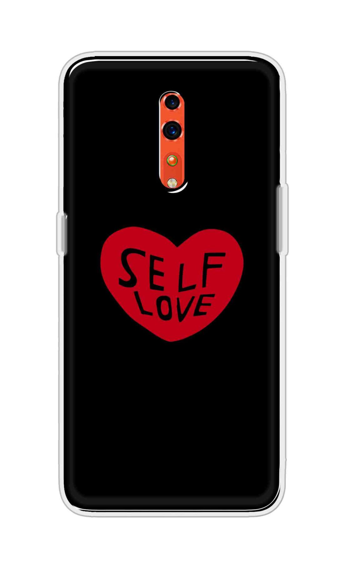 Coberta Back Cover For Oppo Reno Z Back Cover Stylish Case - Self Love Heart in Black Design D16516