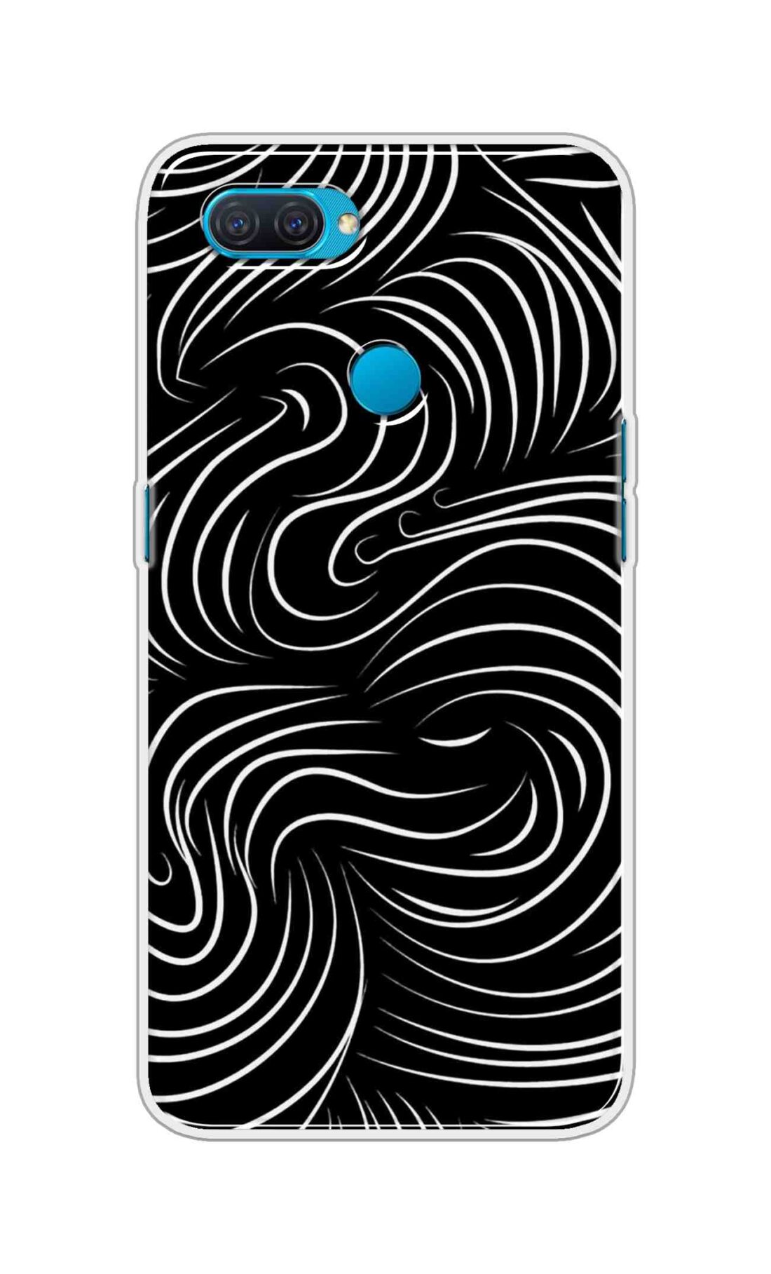 Coberta Back Cover For Oppo A12 Back Cover Stylish Case - White Curves Design D16552