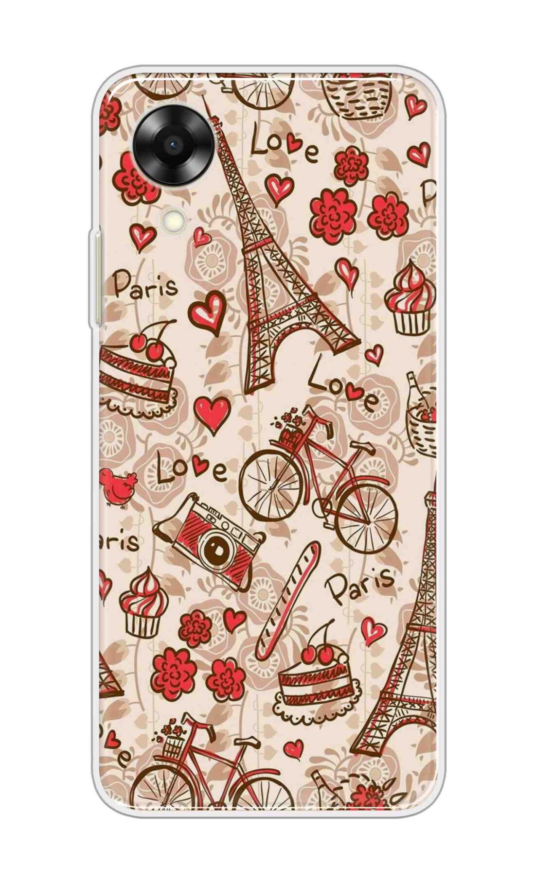 Coberta Back Cover For Oppo A17K Back Cover Stylish Case - Paris and Love Text Pattern D11626