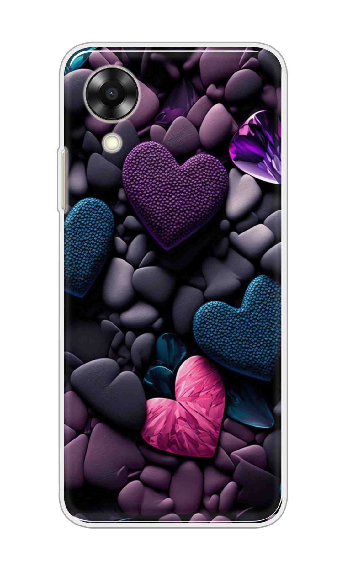 Coberta Back Cover For Oppo A17K Back Cover Stylish Case - Purple Hearts Design D16005