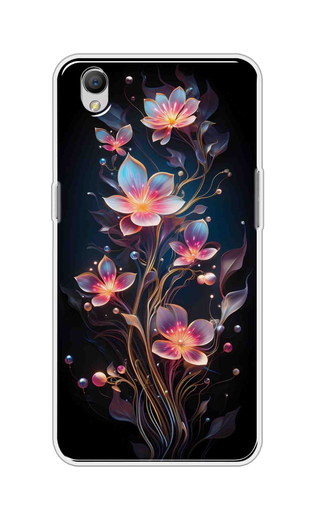 Coberta Back Cover For Oppo A37F Back Cover Stylish Case - Asthetic Flowers in Black Design Design D16523