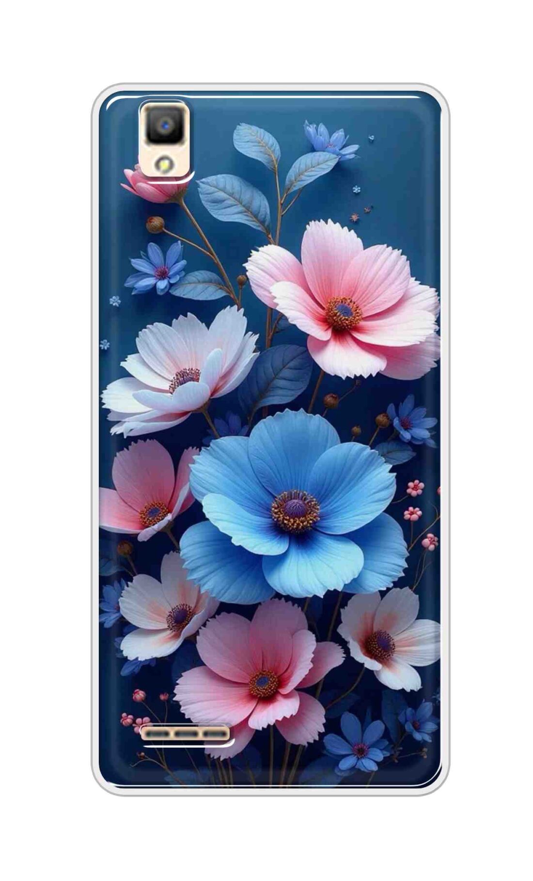 Coberta Back Cover For Oppo A53 Back Cover Stylish Case - Blue and Pink Flowers Design D16512