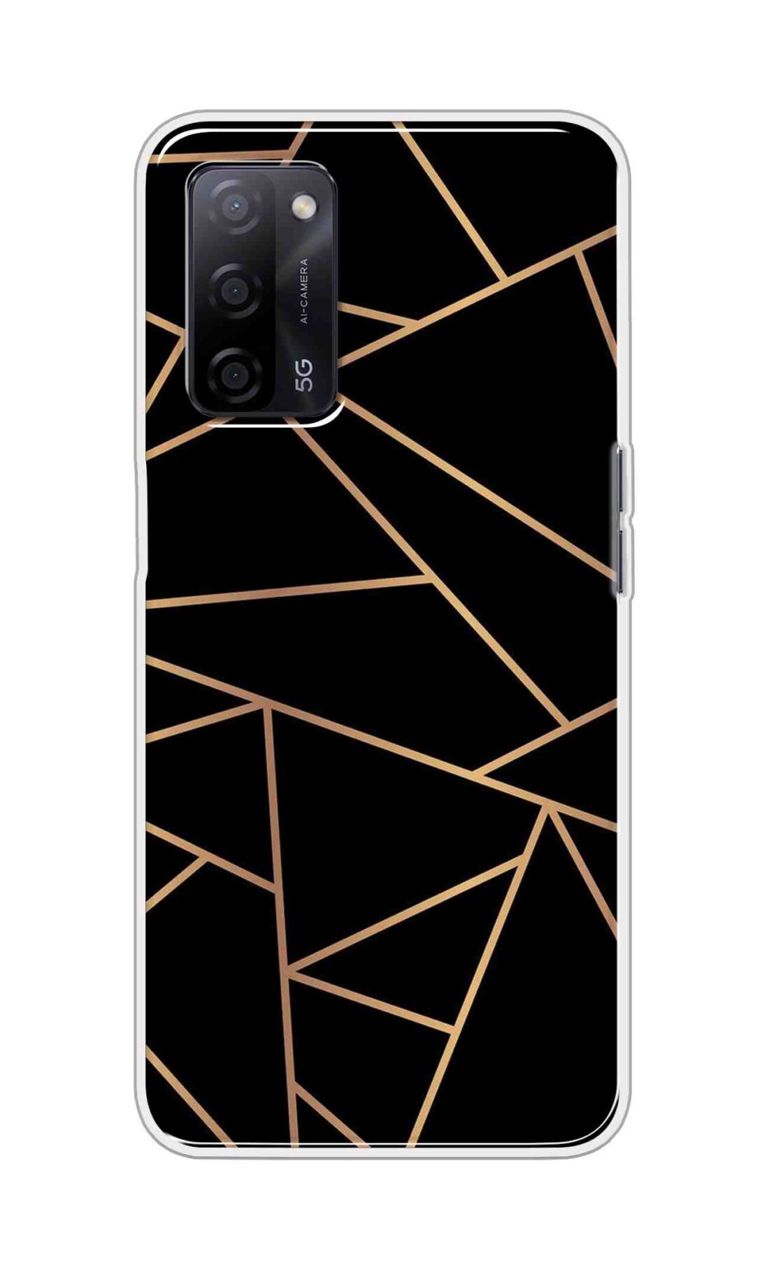 Coberta Back Cover For Oppo A53s 5G Back Cover Stylish Case - Golden Zig Zag Pattern in Black Design D16519