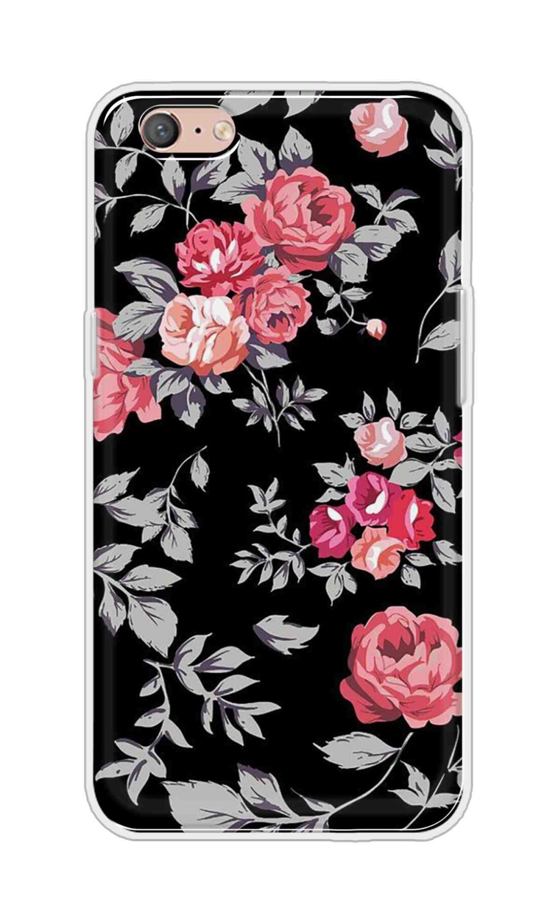 Coberta Back Cover For Oppo A71 (2018) Back Cover Stylish Case - Pink Flowers and Grey Leaves Design D11556