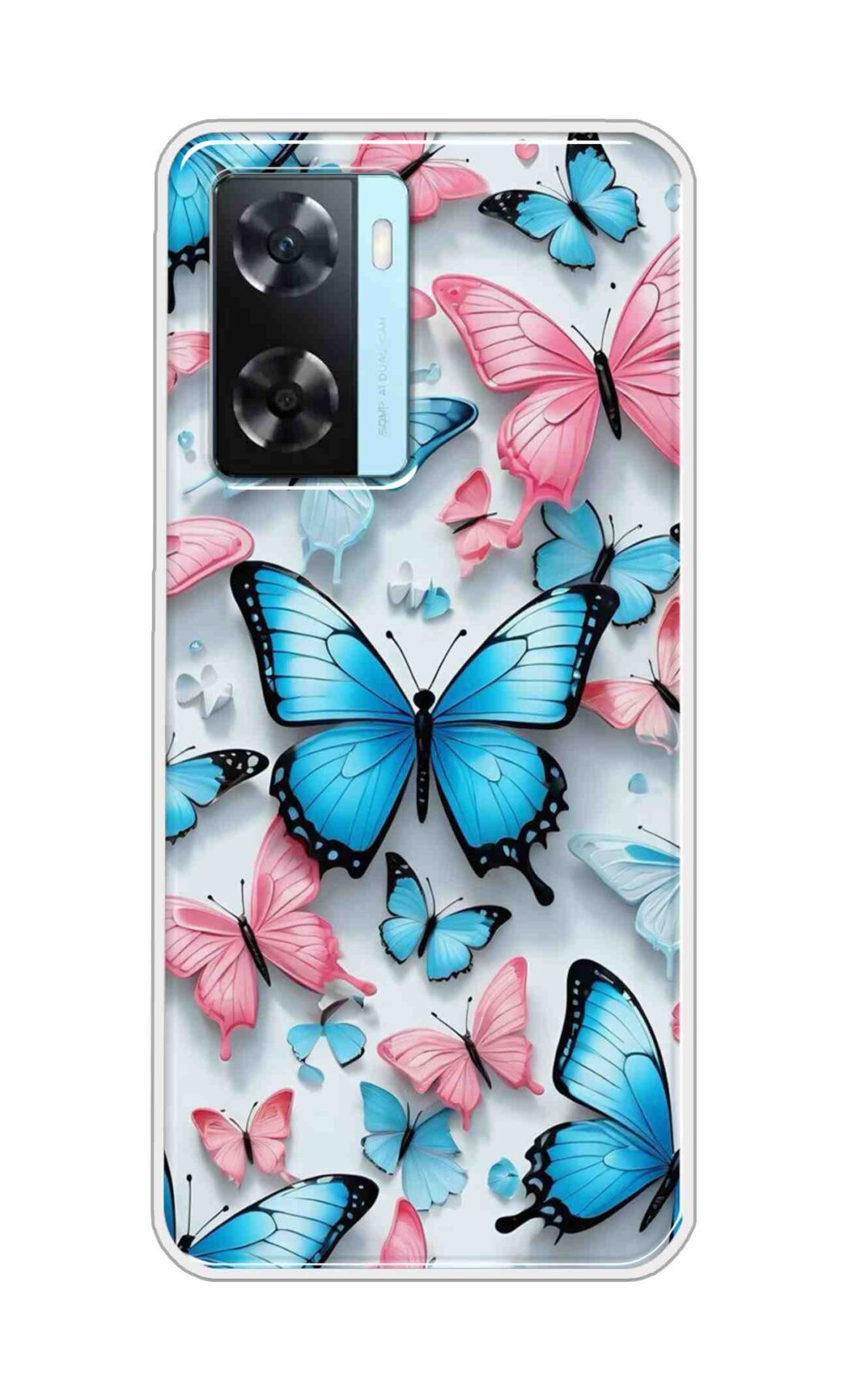 Coberta Back Cover For Oppo A77 5G Back Cover Stylish Case - Blue and Pink Butterflyes Design D16568