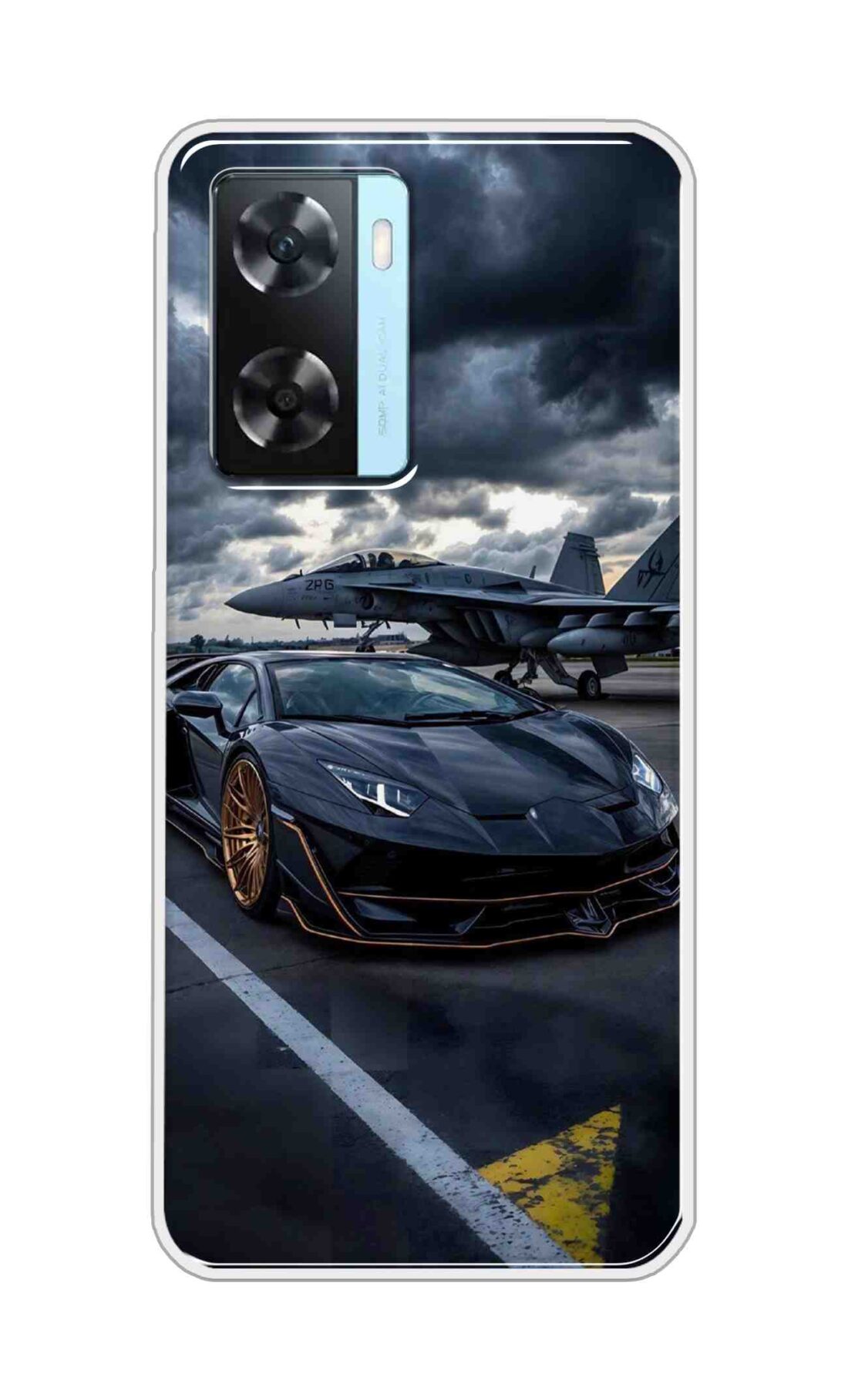 Coberta Back Cover For Oppo A77 5G Back Cover Stylish Case - Black Car with Aeroplane Design D16616