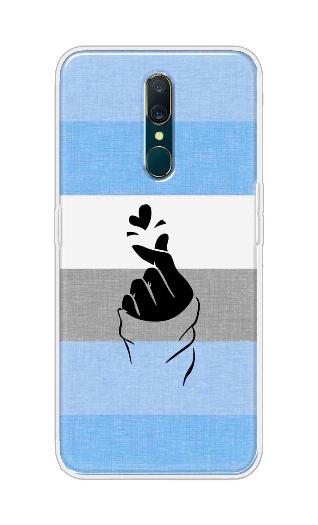 Coberta Back Cover For Oppo A9 Back Cover Stylish Case - Blue and Grey Korean Heart Design D14909