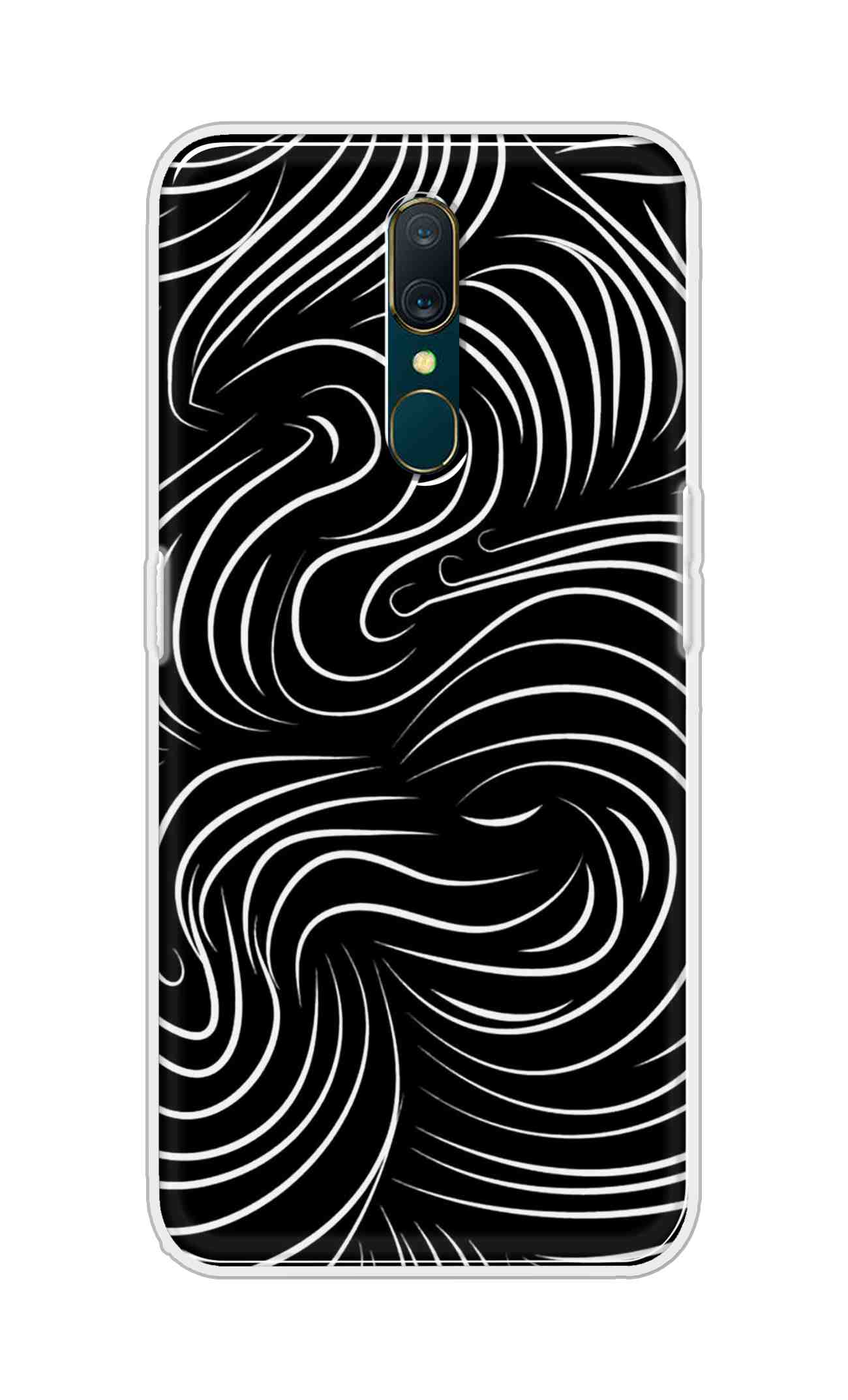 Coberta Back Cover For Oppo A9 Back Cover Stylish Case - White Curves Design D16552