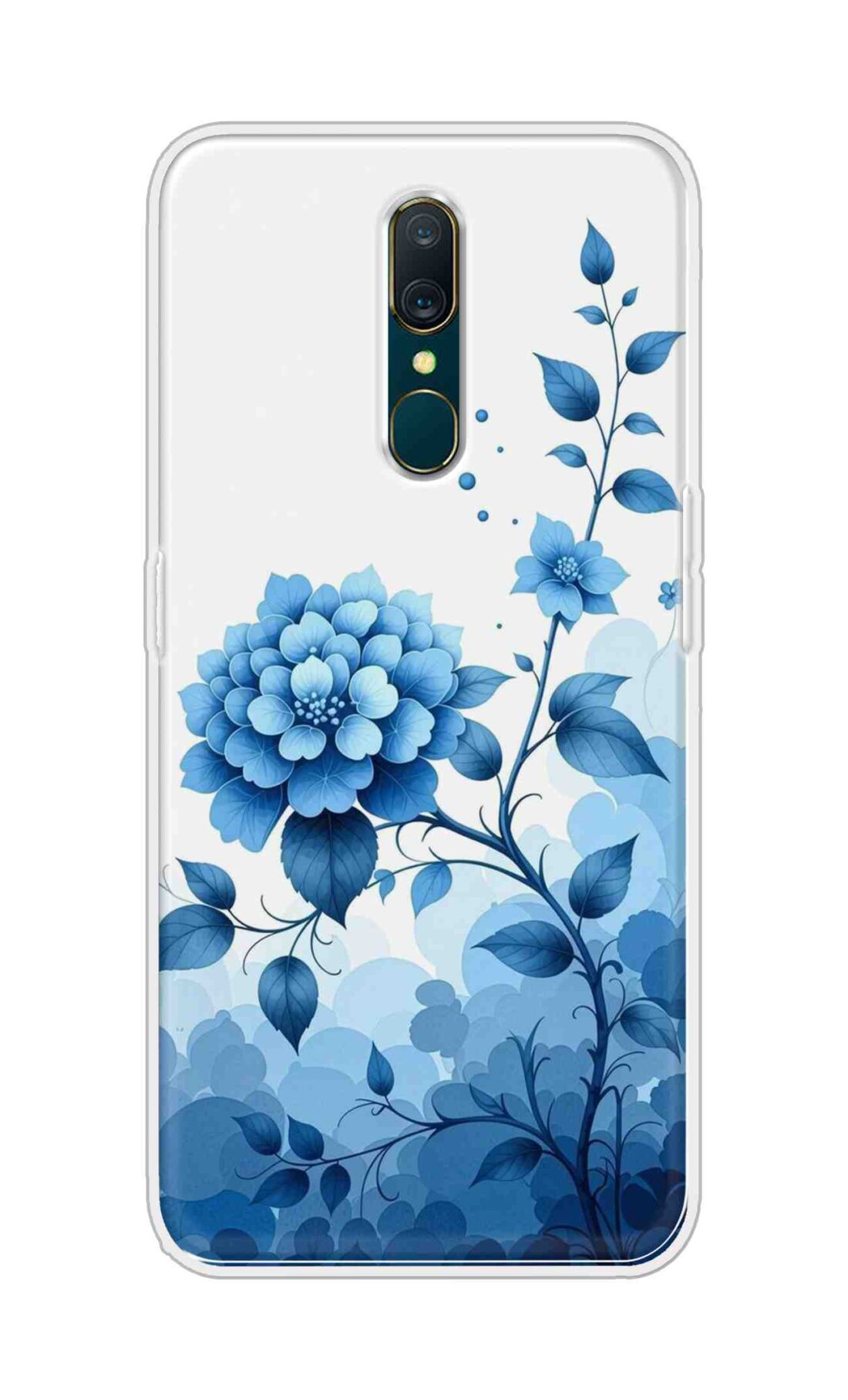 Coberta Back Cover For Oppo A9 Back Cover Stylish Case - Blue Flowers in White Design D16644