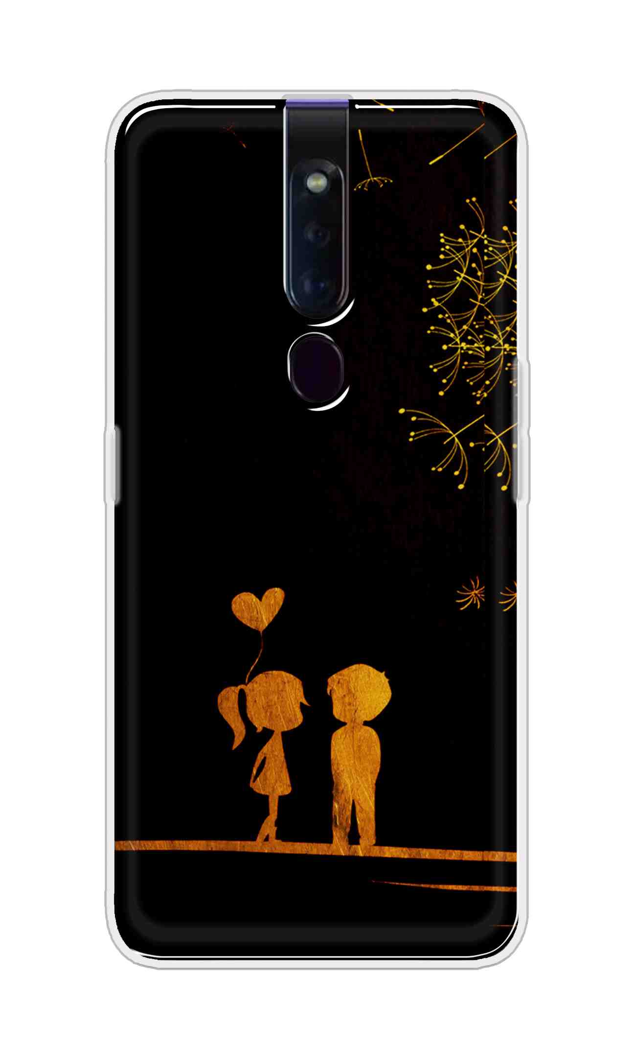 Coberta Back Cover For Oppo F11 Pro Back Cover Stylish Case - Girl and Boy Love in Black Design D11017