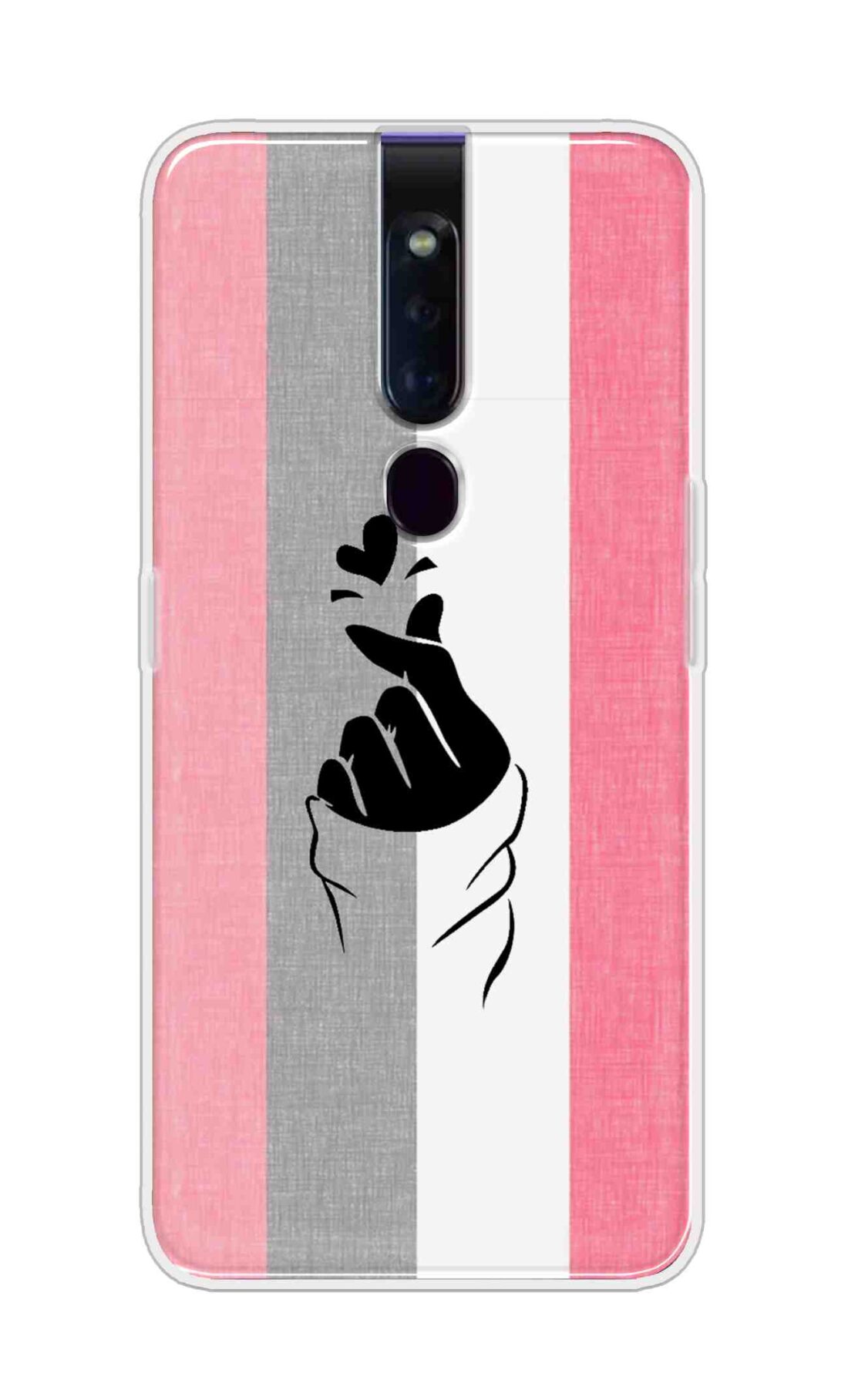 Coberta Back Cover For Oppo F11 Pro Back Cover Stylish Case - Pink and Grey Korean Heart Design D11894