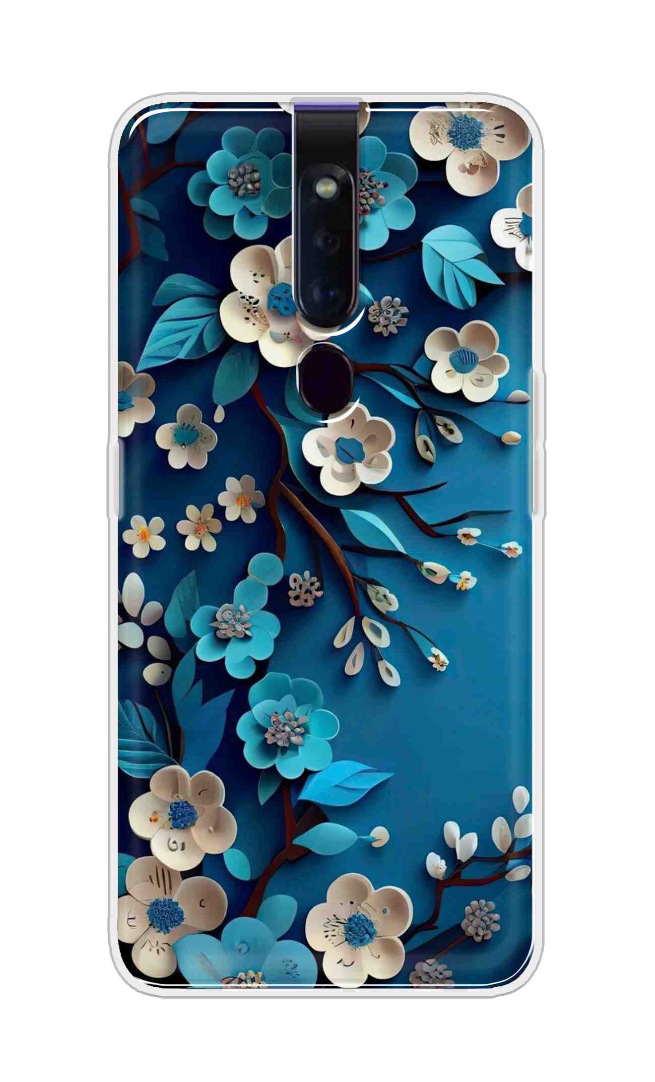 Coberta Back Cover For Oppo F11 Pro Back Cover Stylish Case - Blue and White Flowers Design D16551