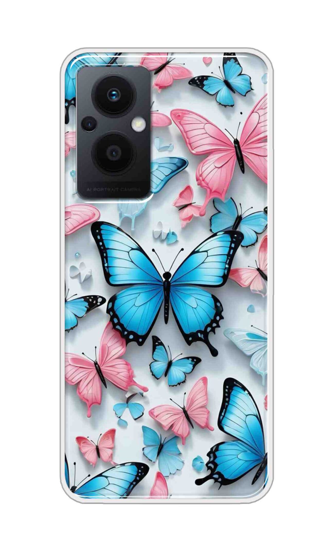 Coberta Back Cover For Oppo F21 pro 5G Back Cover Stylish Case - Blue and Pink Butterflyes Design D16568