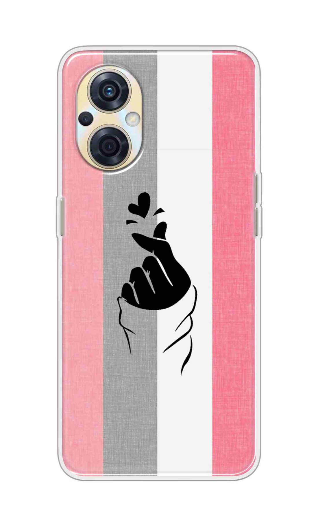 Coberta Back Cover For Oppo F21s Pro 5G Back Cover Stylish Case - Pink and Grey Korean Heart Design D11894