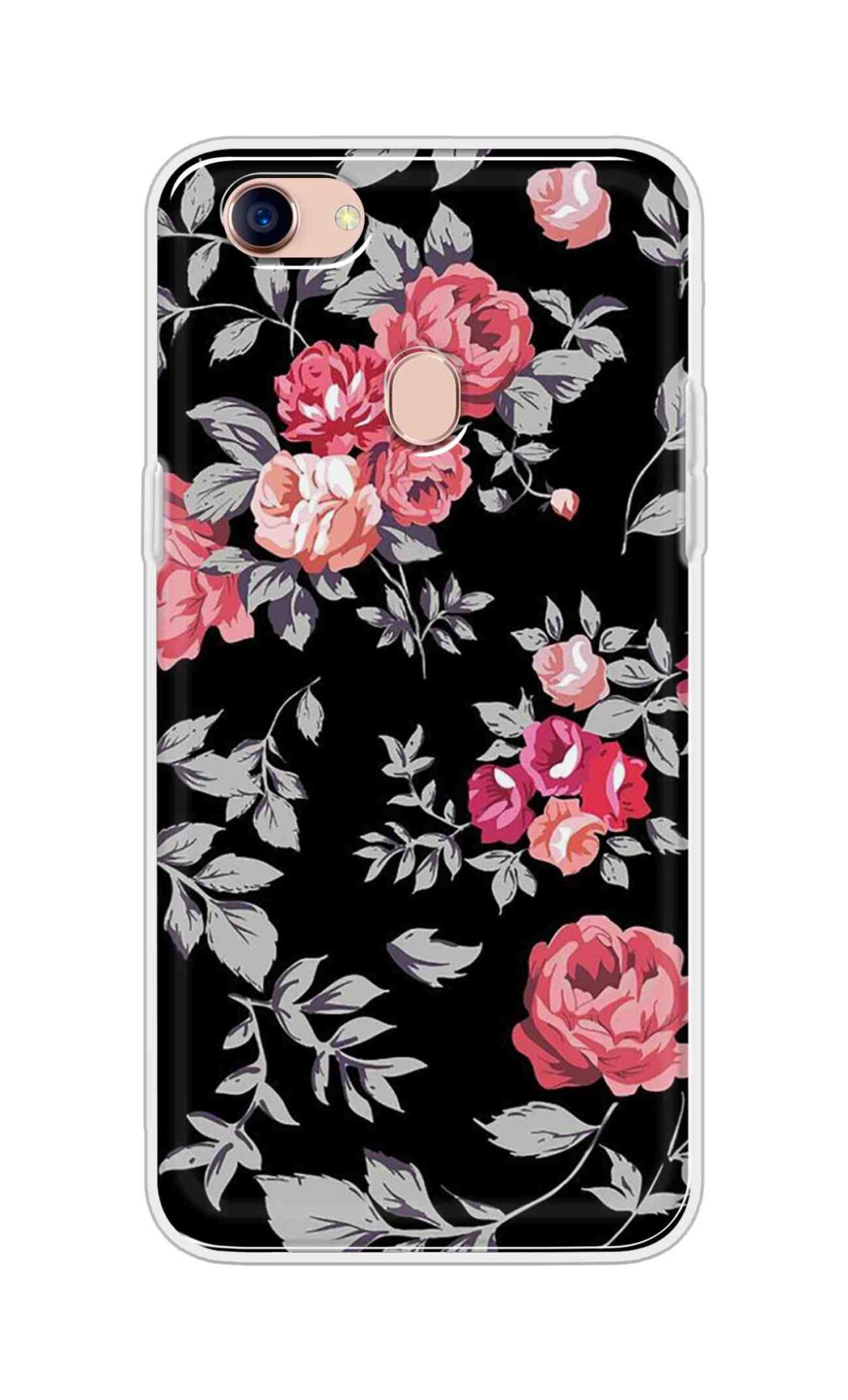 Coberta Back Cover For Oppo F5 Youth Back Cover Stylish Case - Pink Flowers and Grey Leaves Design D11556